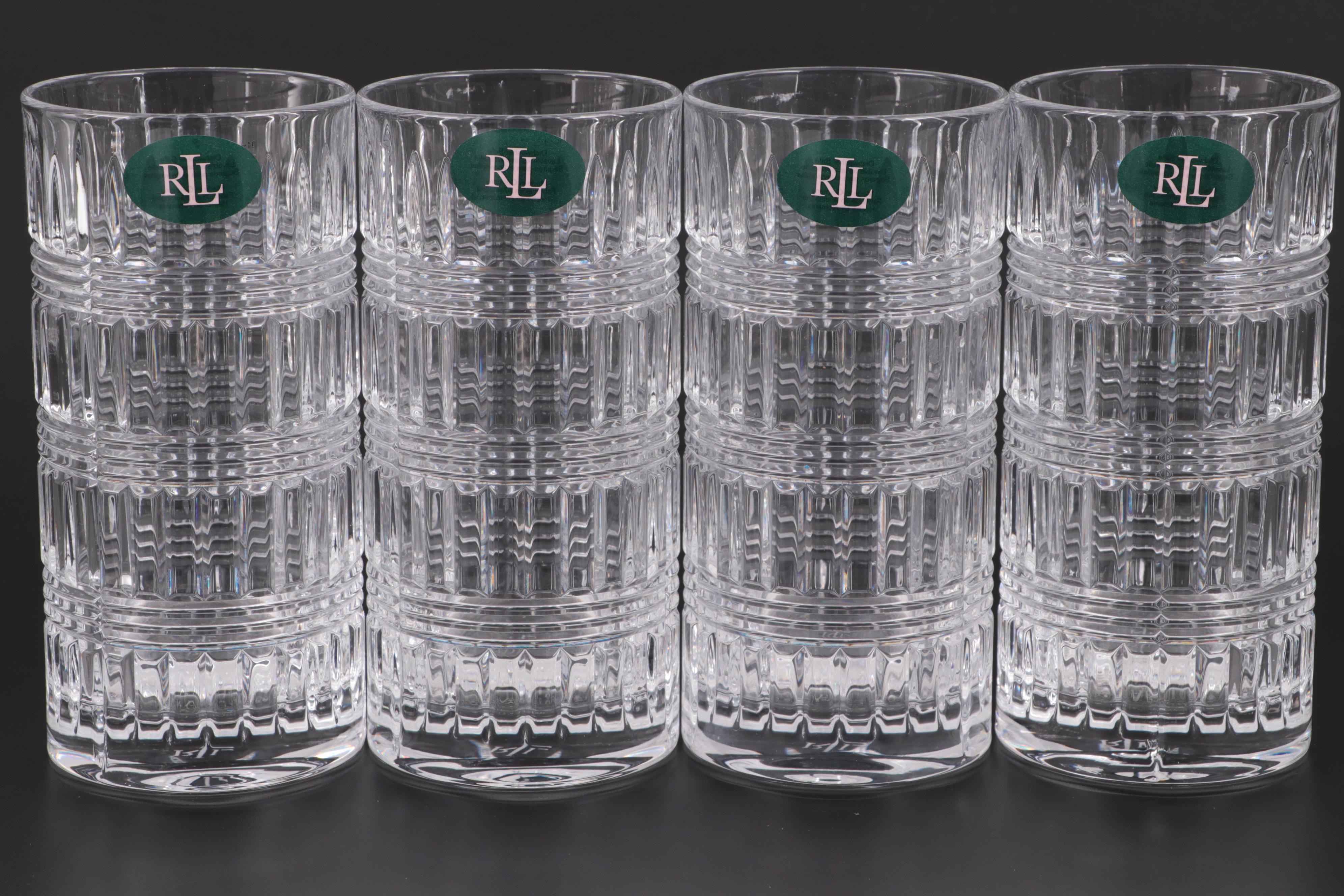 Ralph Lauren "Glen Plaid" Crystal Highball Glasses, 1990s