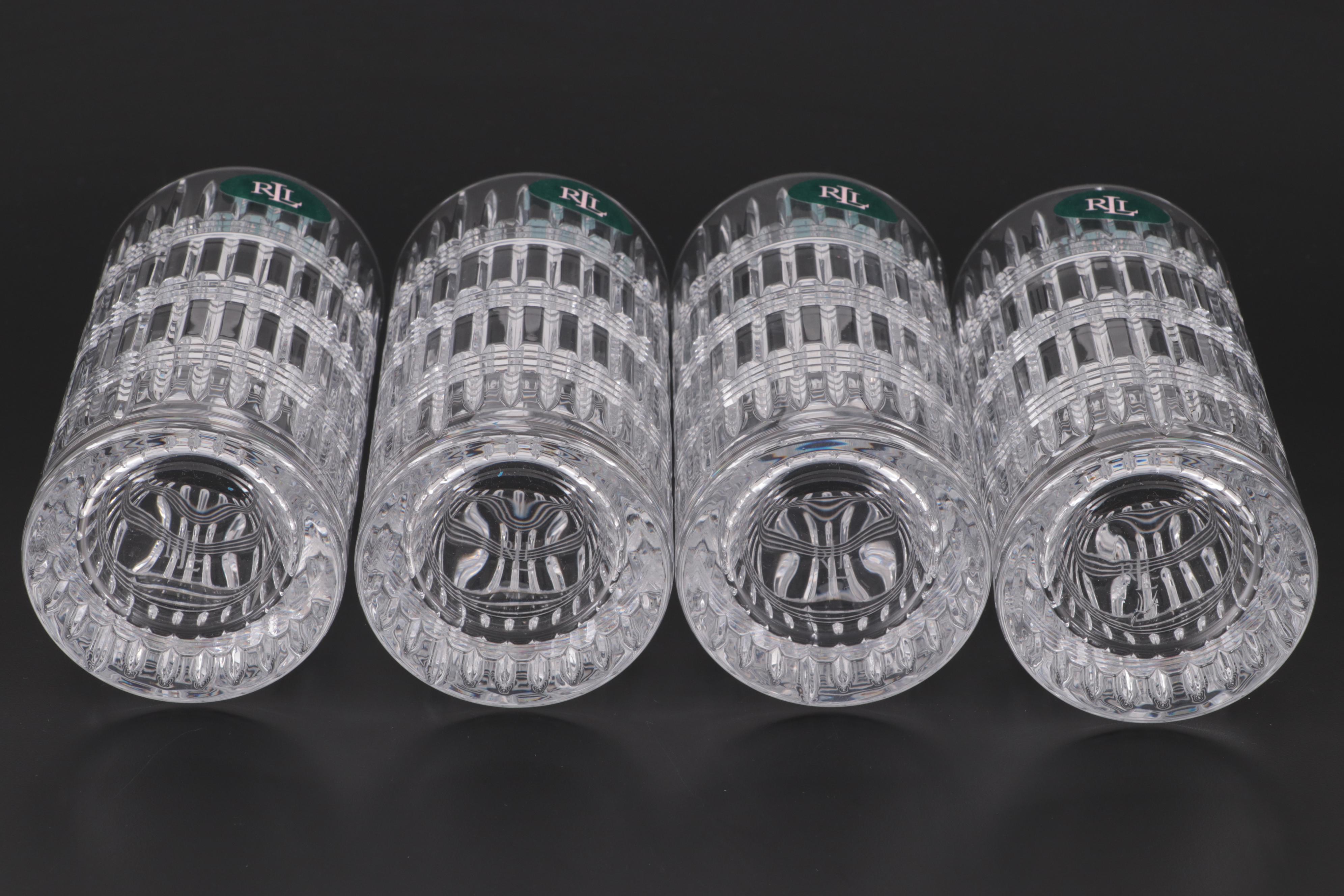 Ralph Lauren "Glen Plaid" Crystal Highball Glasses, 1990s