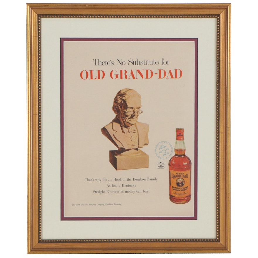 Old Grand-Dad Offset Lithograph Advertisement, Mid-20th Century