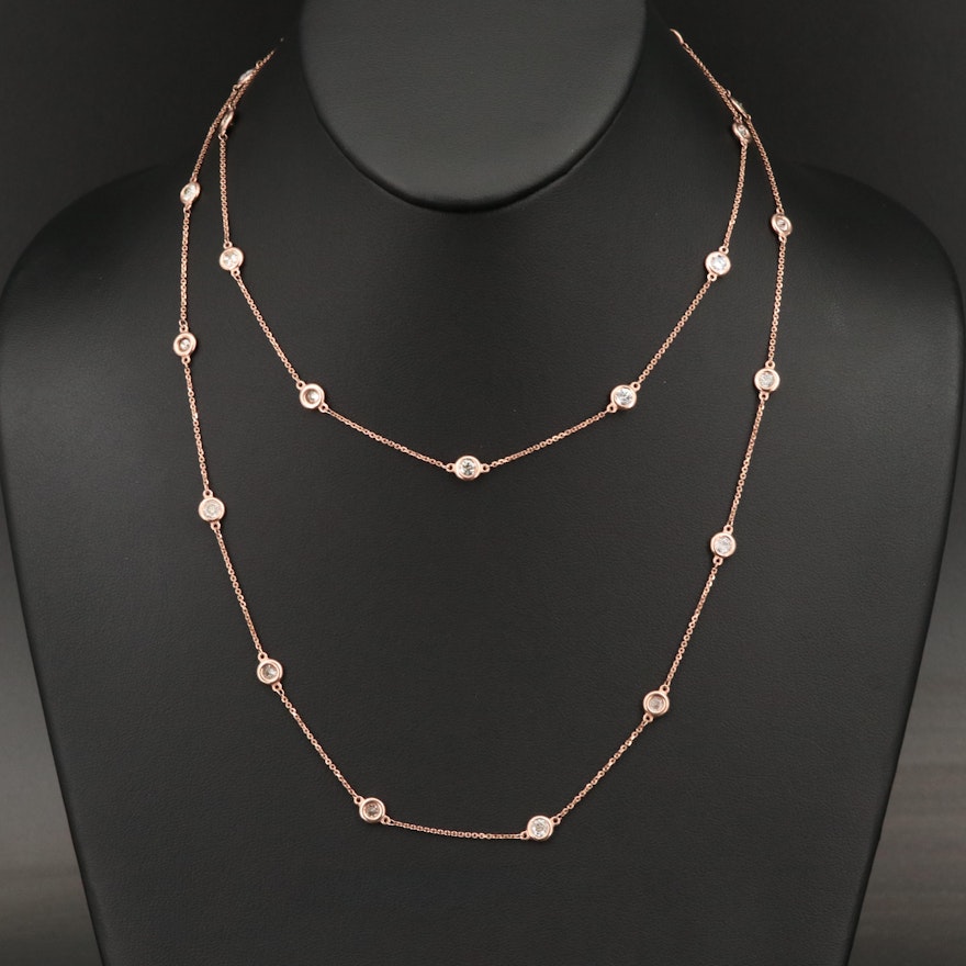 14K Rose Gold 4.81 CTW Diamond Station Necklace