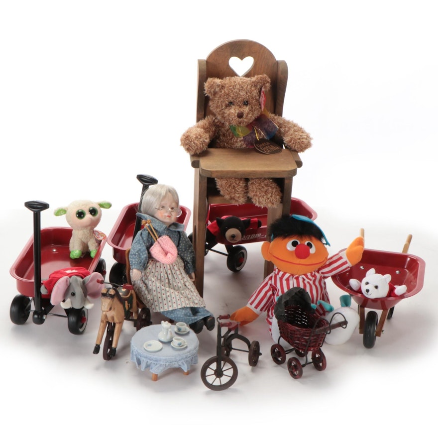 Tyco "Ernie Sing & Smore," Radio Flyer Wagons, "LaLa" Beanie Boo, and Other Toys