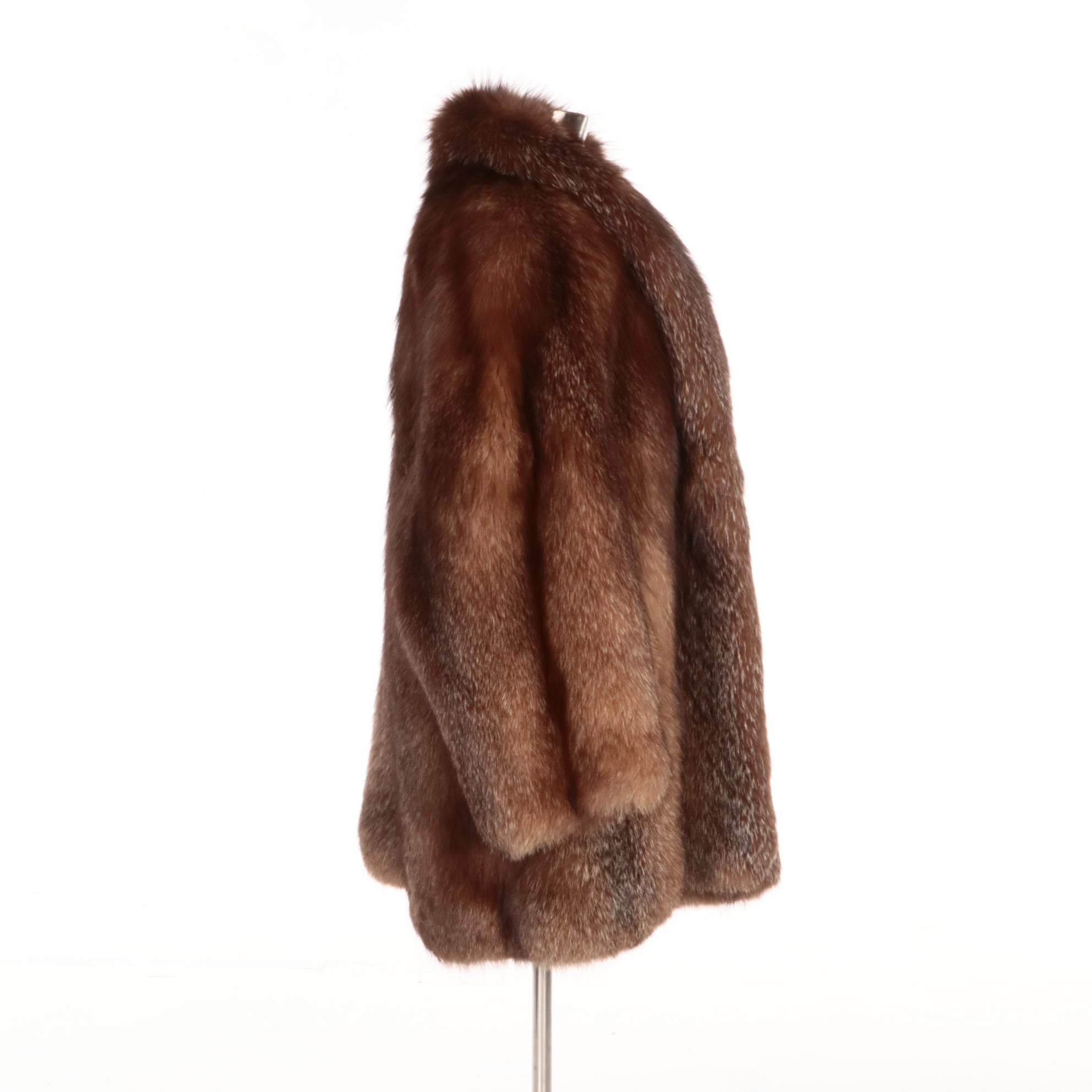 Cinnamon Fox Fur Stroller with Shawl Collar