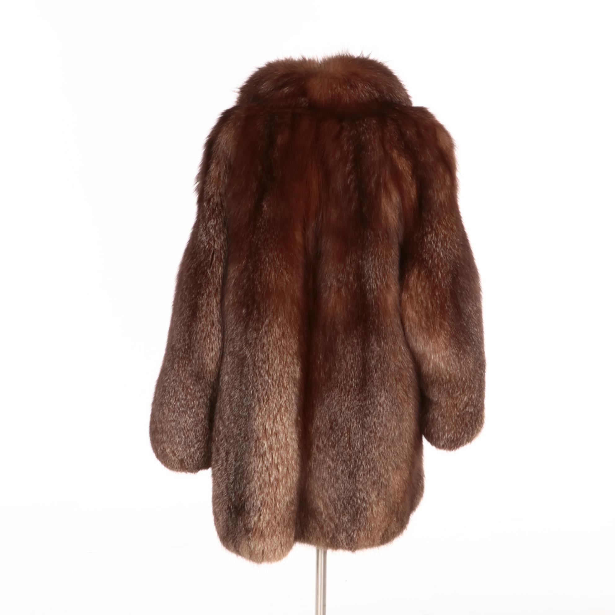 Cinnamon Fox Fur Stroller with Shawl Collar