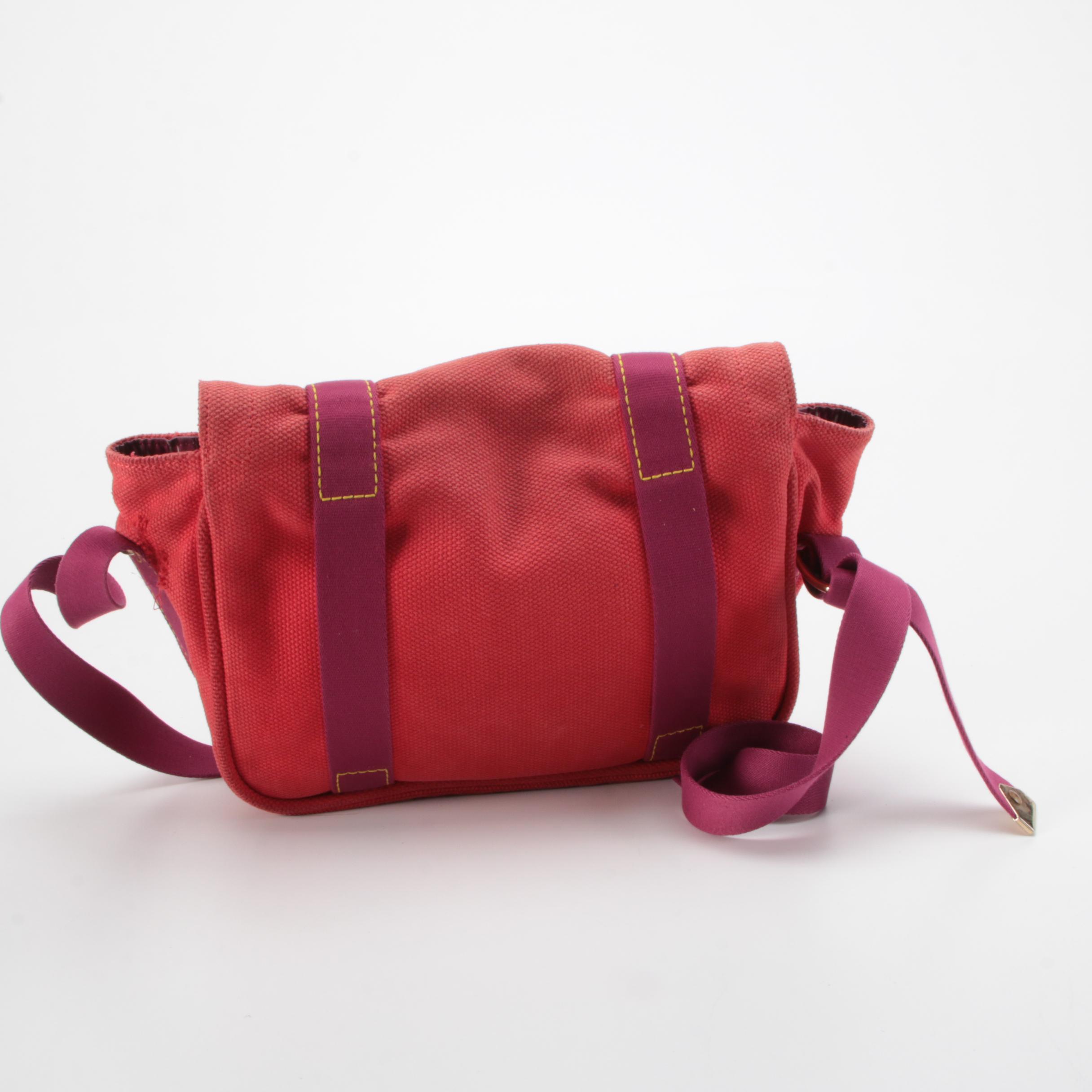 Louis Vuitton Besace Antigua PM Messenger Bag in Red Canvas with Magenta Straps
