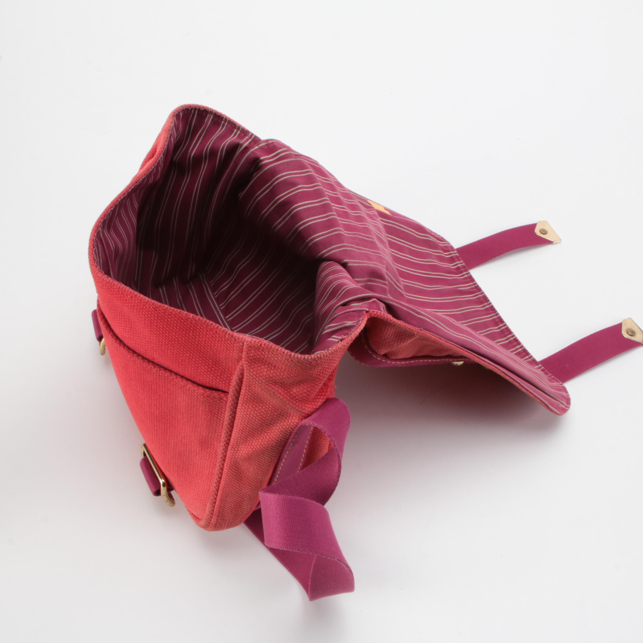 Louis Vuitton Besace Antigua PM Messenger Bag in Red Canvas with Magenta Straps