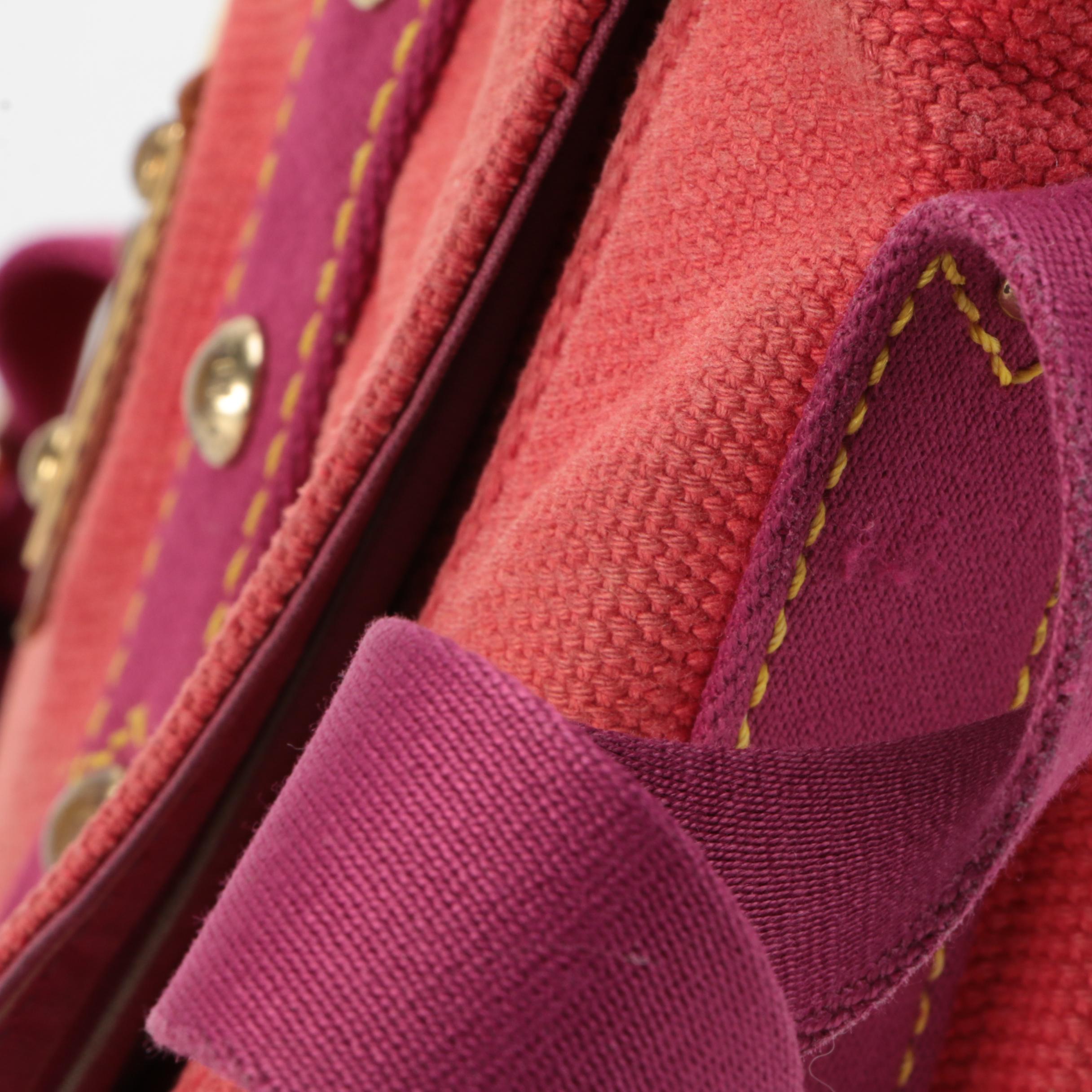 Louis Vuitton Besace Antigua PM Messenger Bag in Red Canvas with Magenta Straps