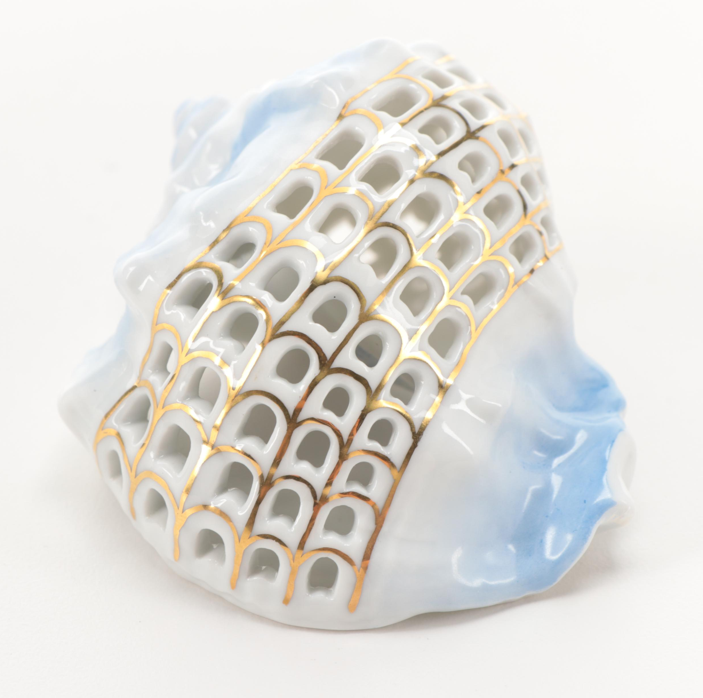 Herend Hand-Painted Porcelain Conch Shell Figurine