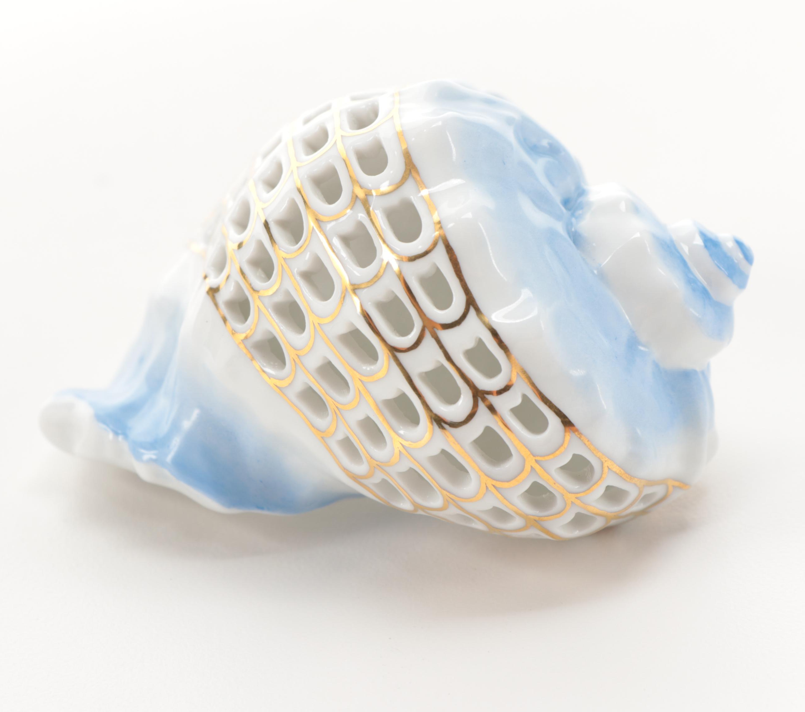 Herend Hand-Painted Porcelain Conch Shell Figurine