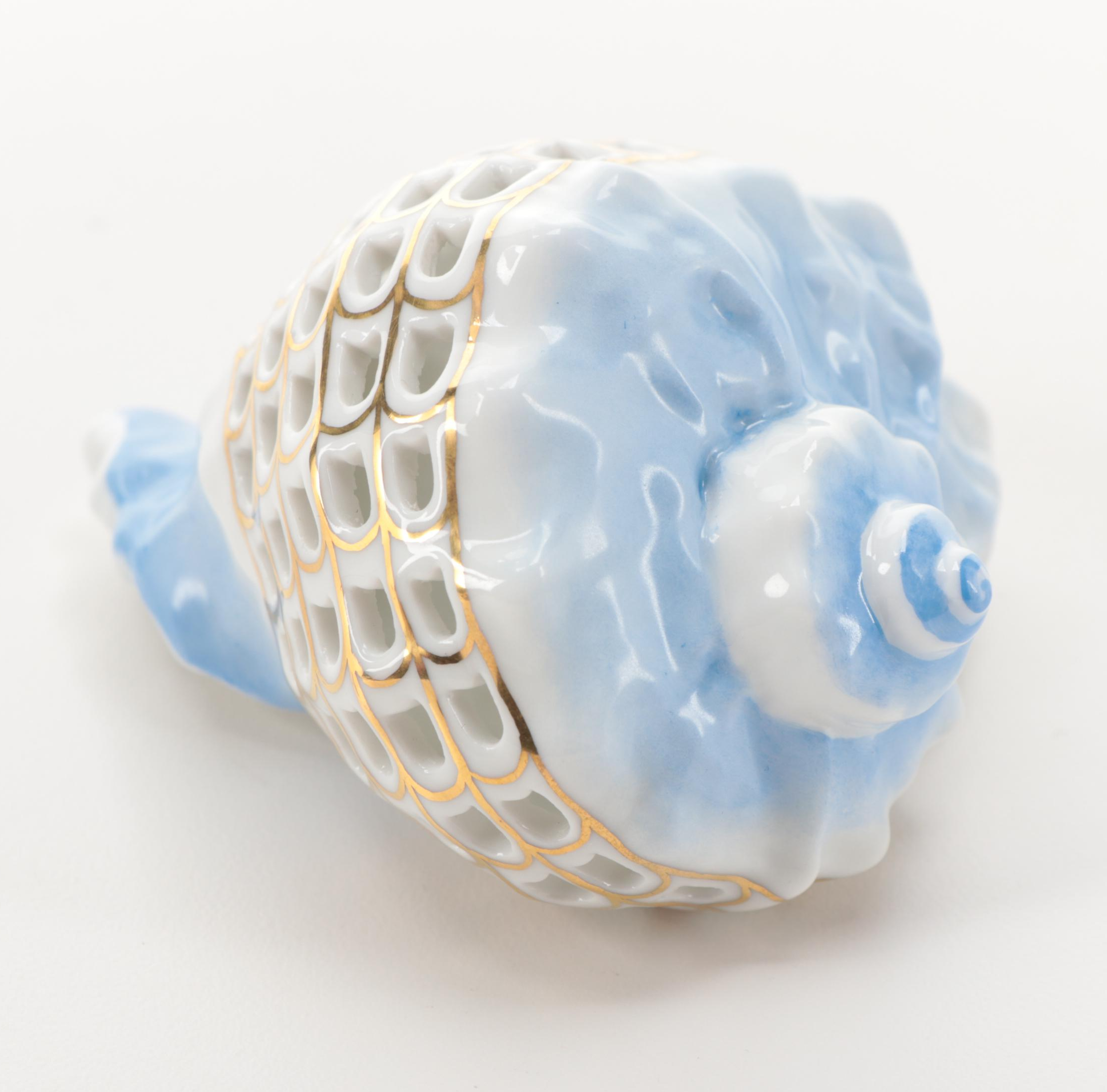 Herend Hand-Painted Porcelain Conch Shell Figurine