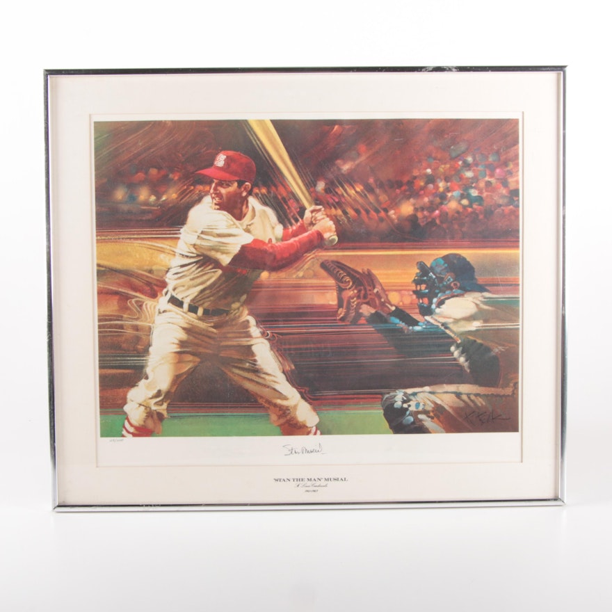 "Stan The Man Musial" Signed Framed Offset Lithograph, SGC COA