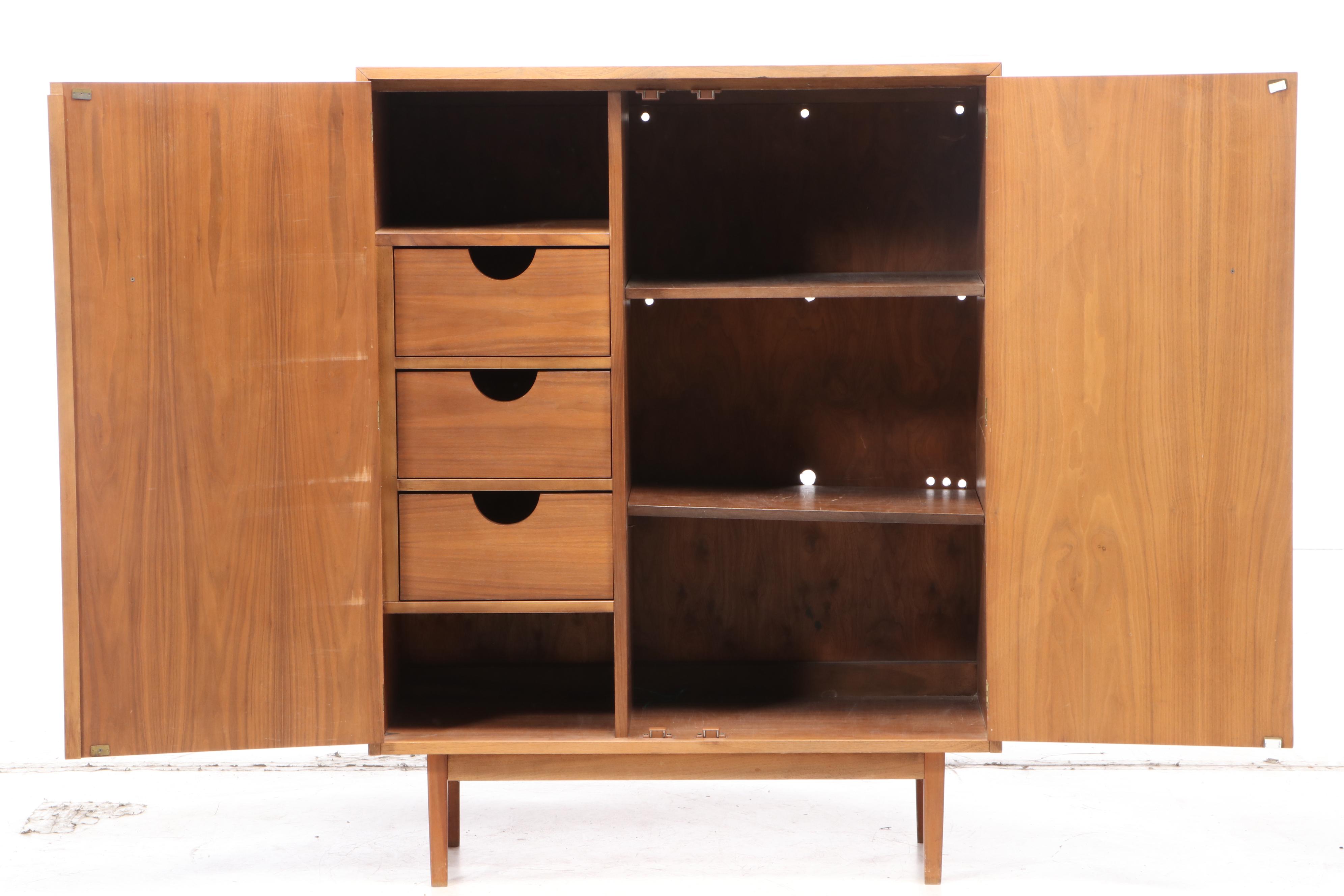"Distinctive Furniture" by Stanley Mid Century Modern Walnut Cabinet