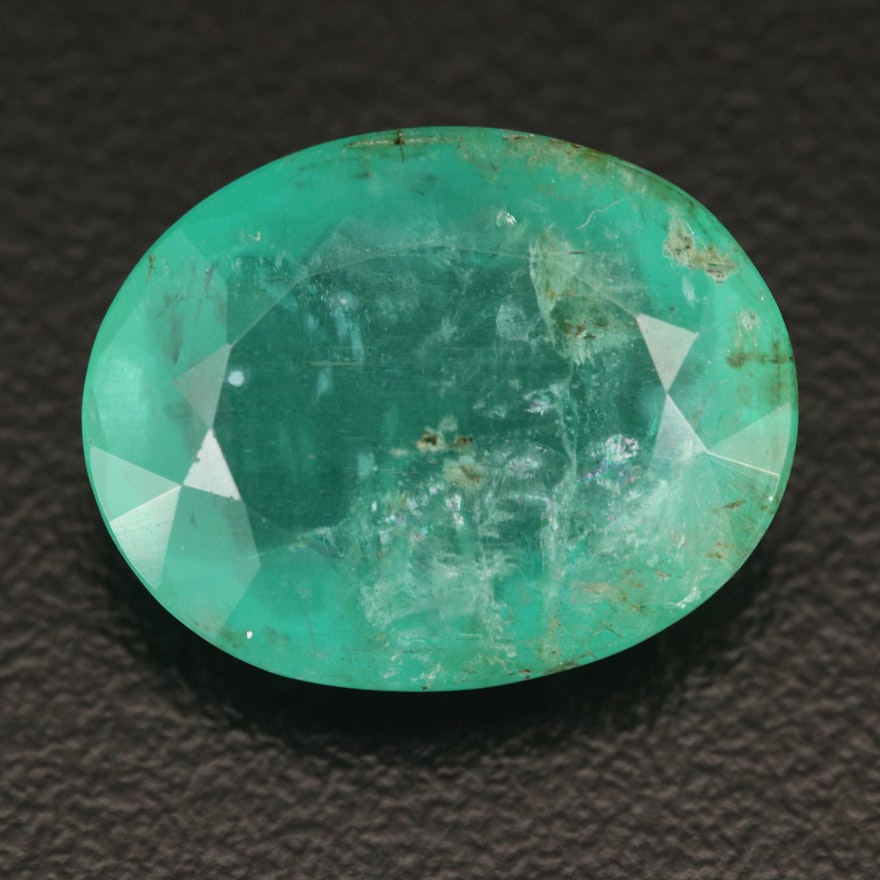 Loose 11.18 CT Oval Faceted Emerald