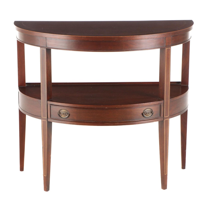 Brandt Federal Style String-Inlaid Mahogany Demiline Console Table