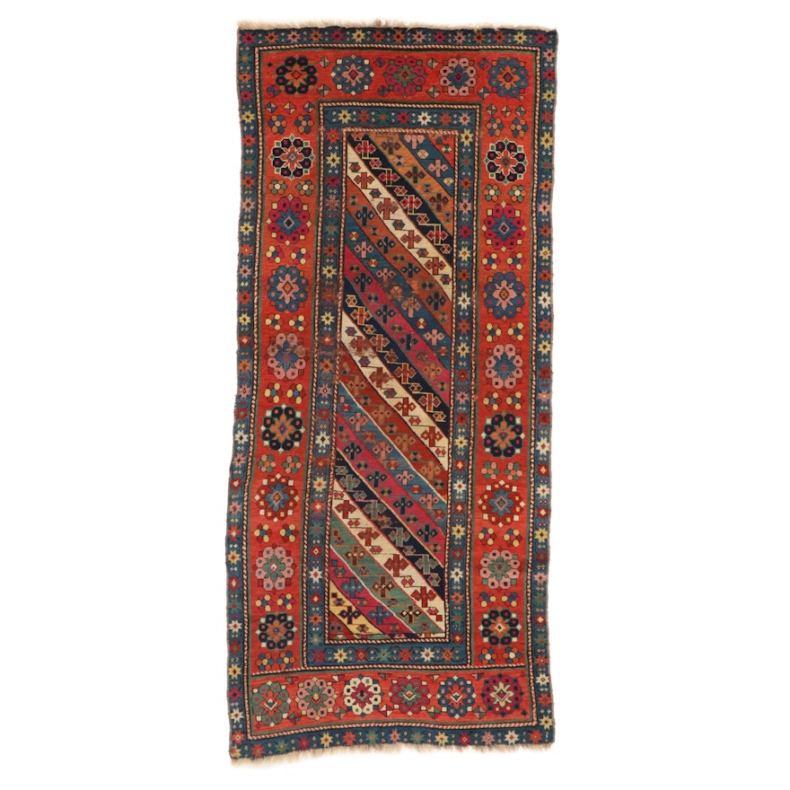 3'6 x 7'11 Hand-Knotted Caucasian Kazak Carpet Runner, 1900s