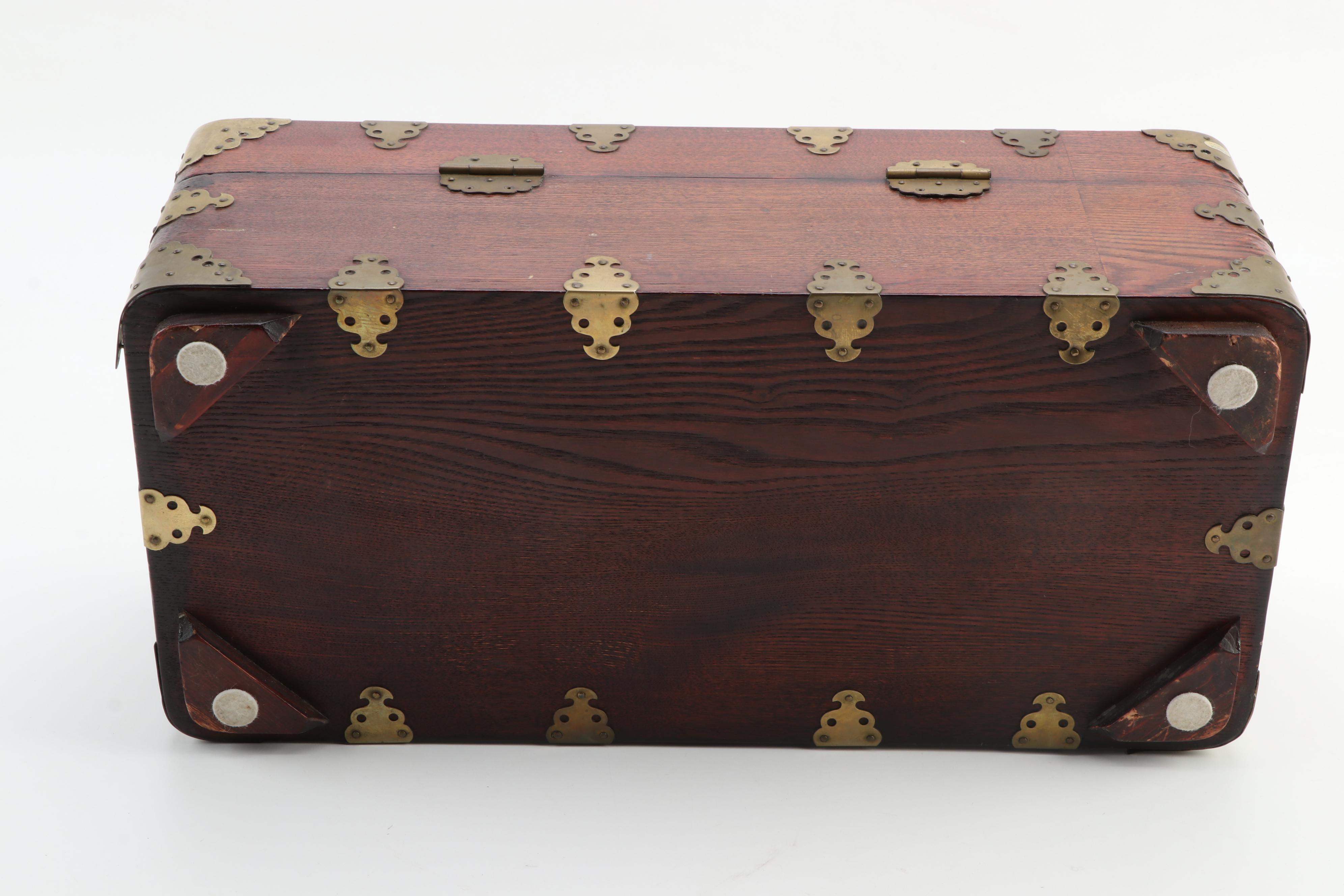 Chinese Wooden Box with Brass Fittings