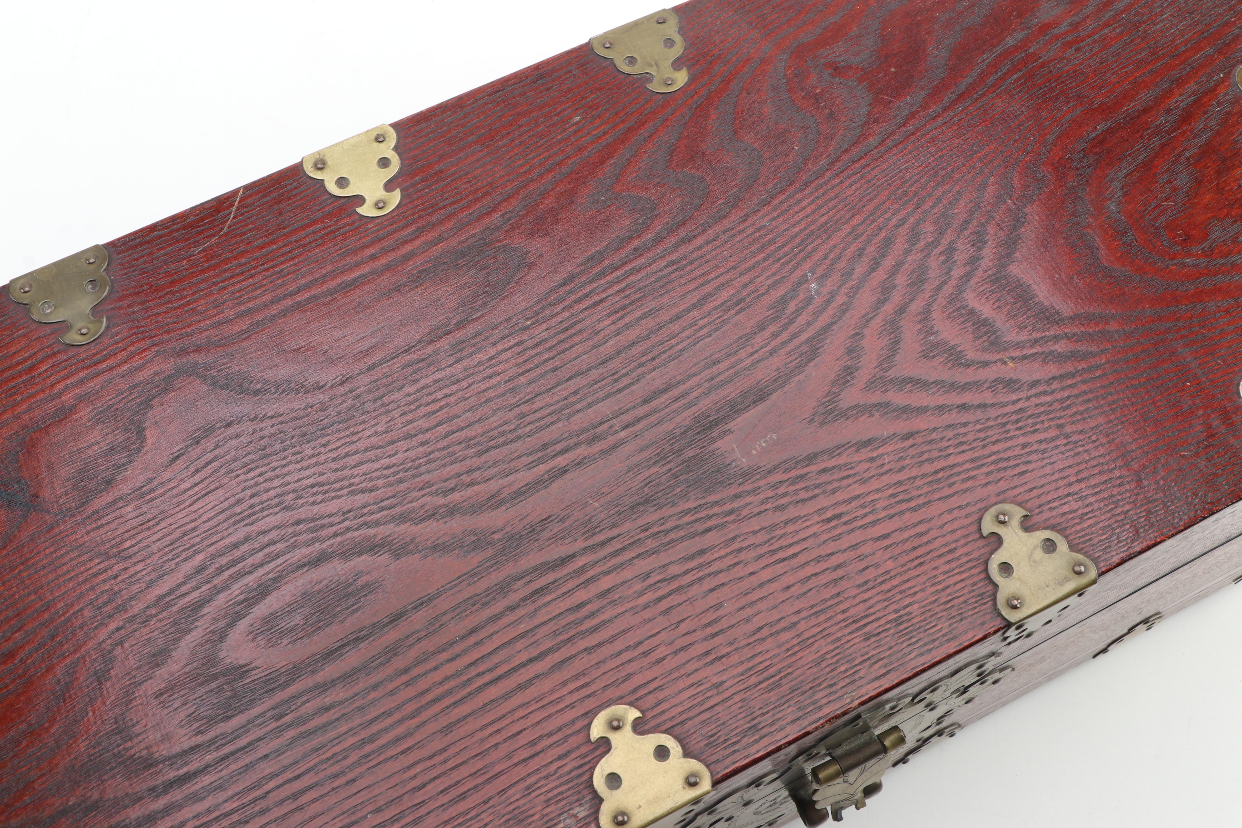 Chinese Wooden Box with Brass Fittings