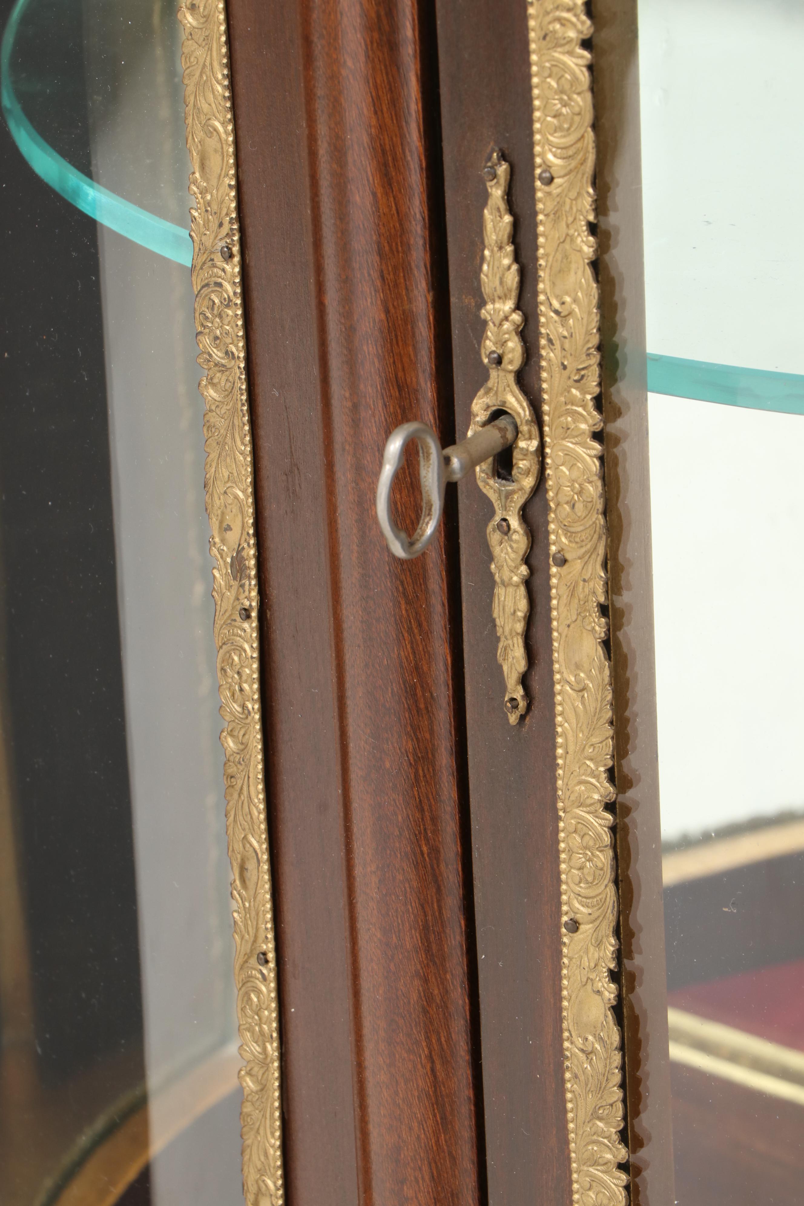 Louis XV Style Gilt Metal-Mounted Walnut Mirror-Back Vitrine