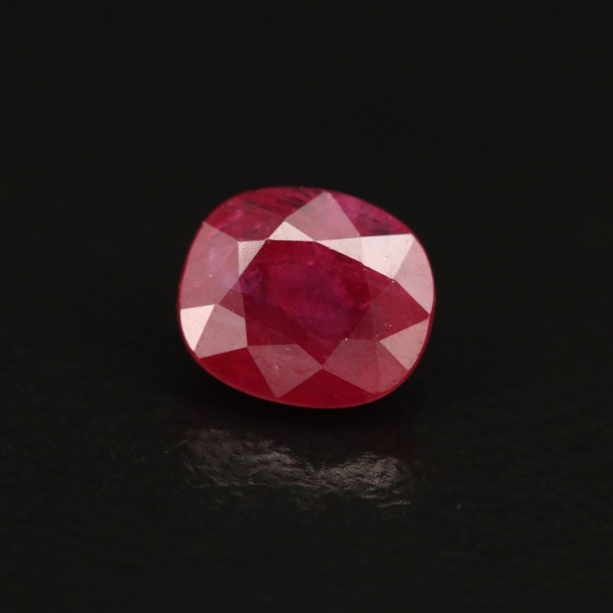 Loose 1.09 CT Oval Faceted Ruby