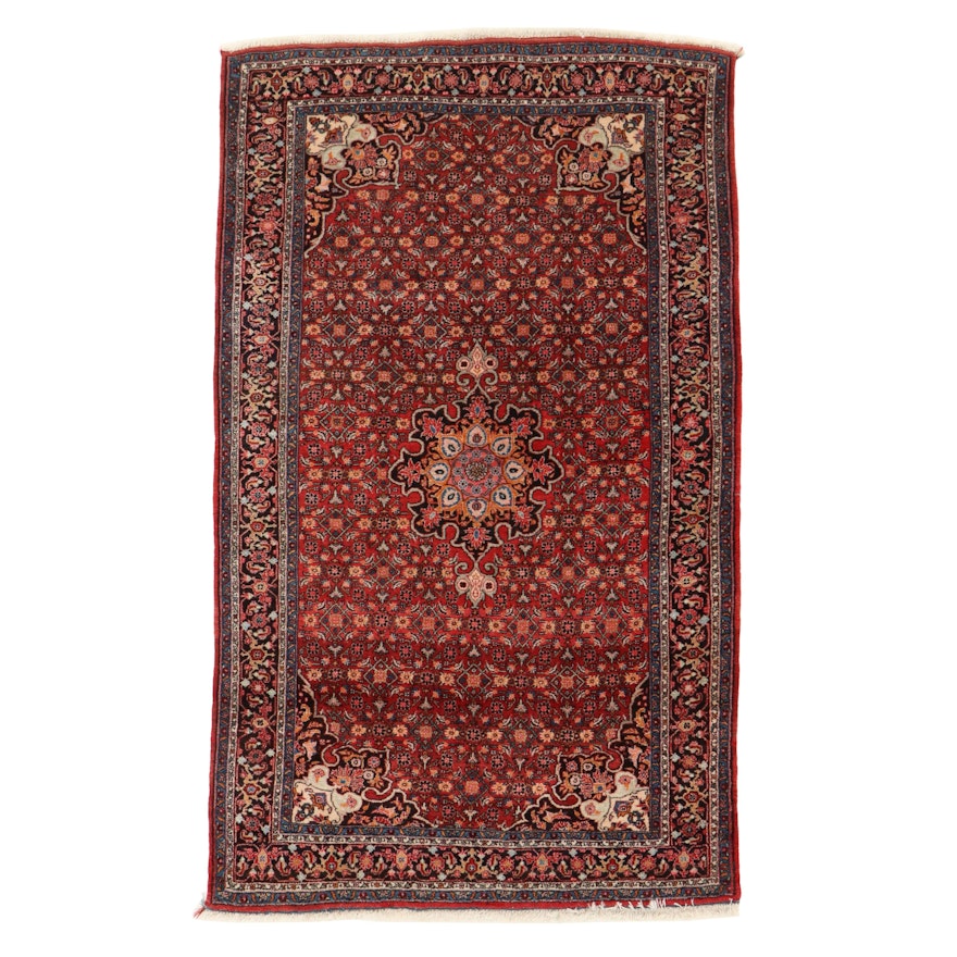 5'5 x 9'2 Hand-Knotted Persian Bijar Herati Wool Area Rug