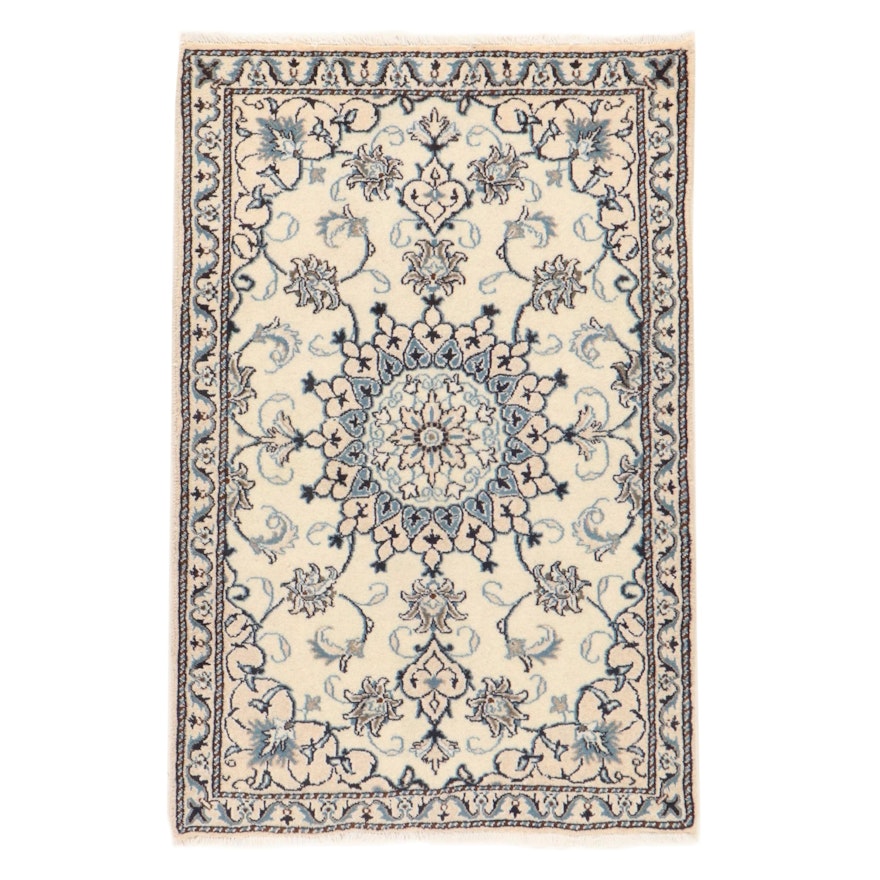 3' x 4'7 Hand-Knotted Persian Nain Silk Blend Rug, 2000s