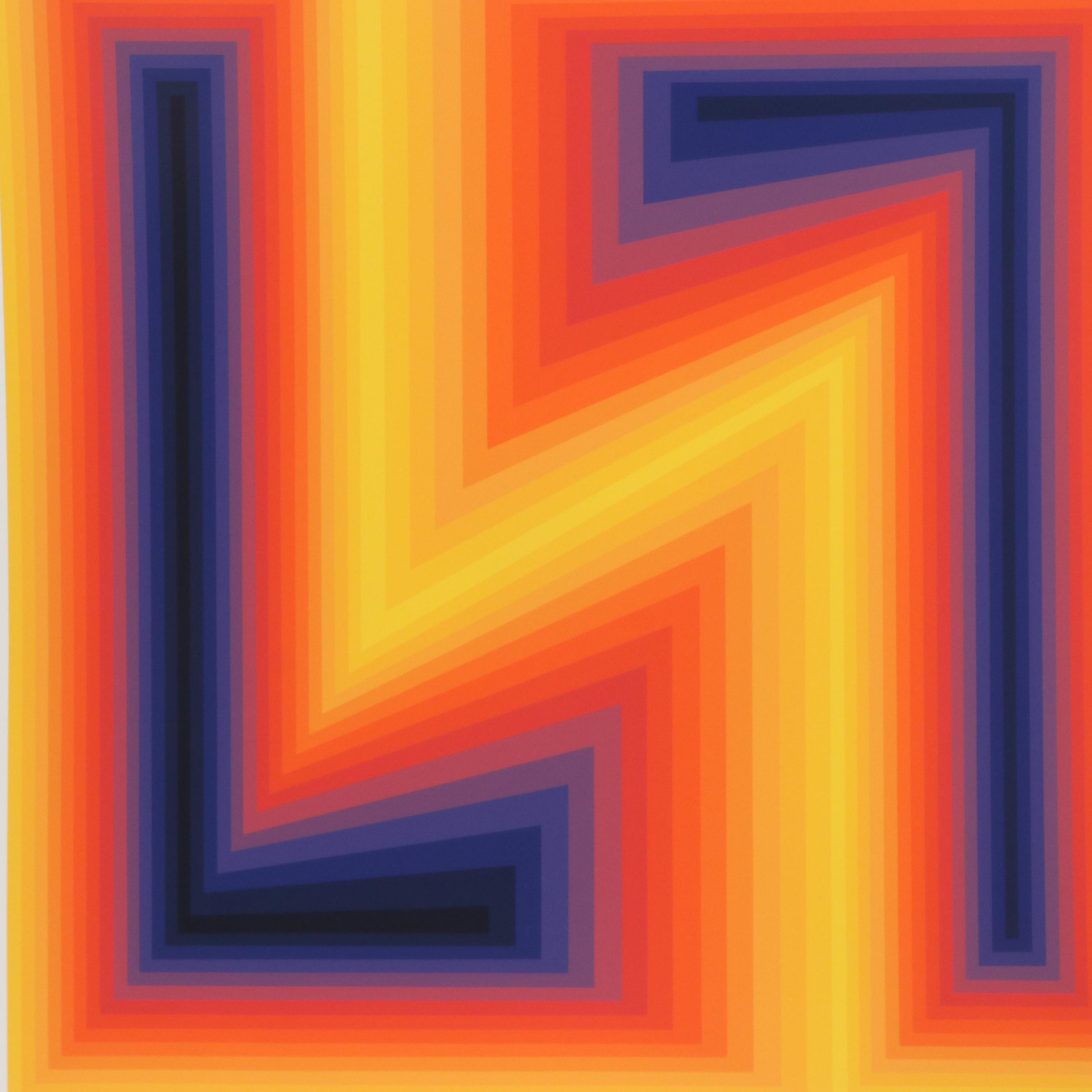Jurgen Peters Op Art Serigraph "Lightning," 1978