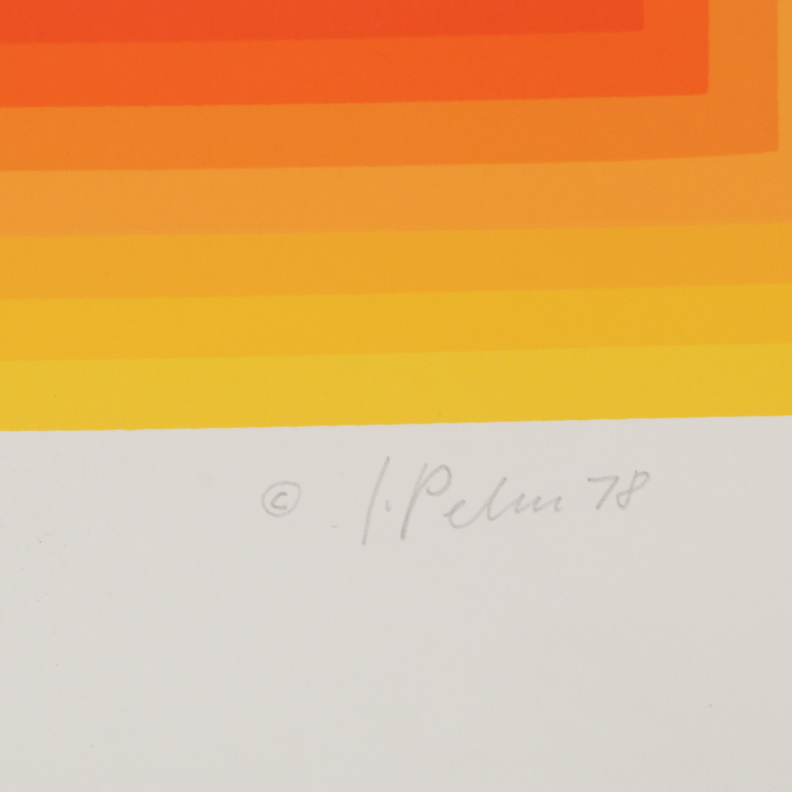 Jurgen Peters Op Art Serigraph "Lightning," 1978