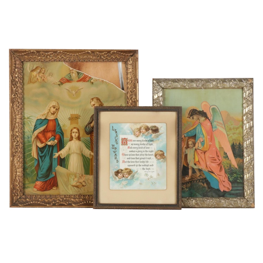 Ernest Nister "Leading Upward" and Other Ecclesiastical Chromolithographs