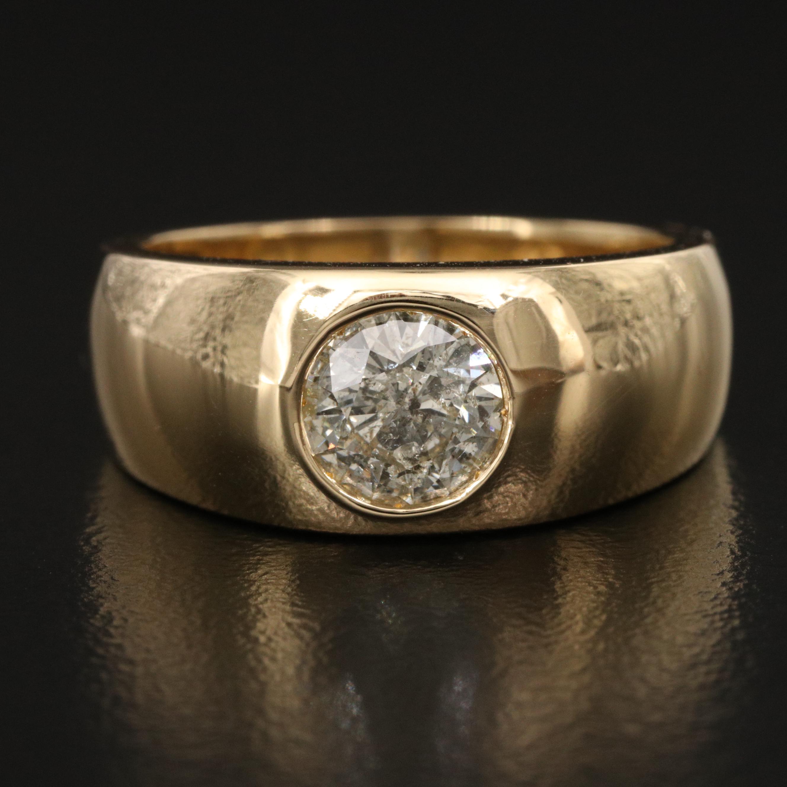 Israel Gady Shemesh 18K 0.96 CT Gypsy Set Diamond Solitaire Band