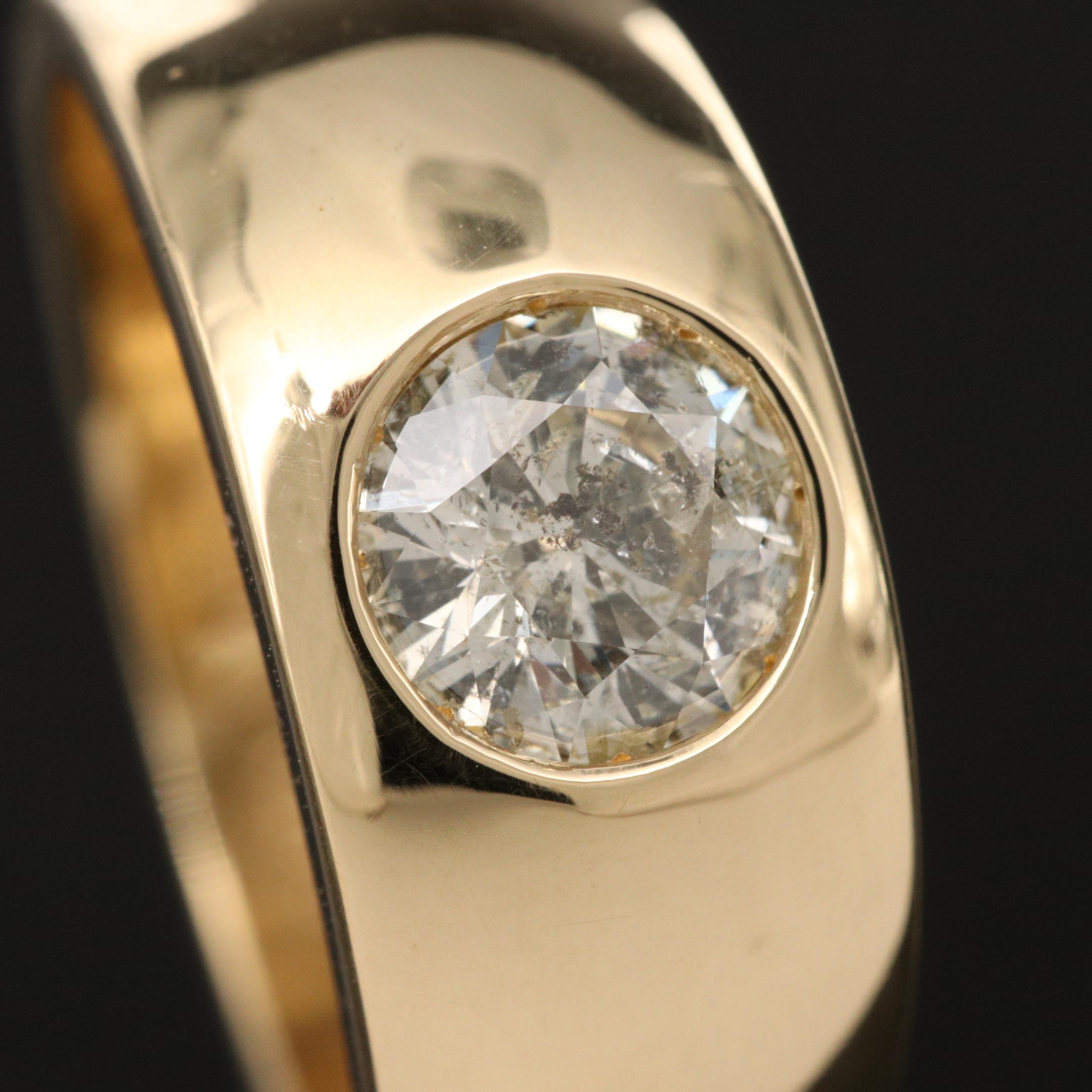 Israel Gady Shemesh 18K 0.96 CT Gypsy Set Diamond Solitaire Band