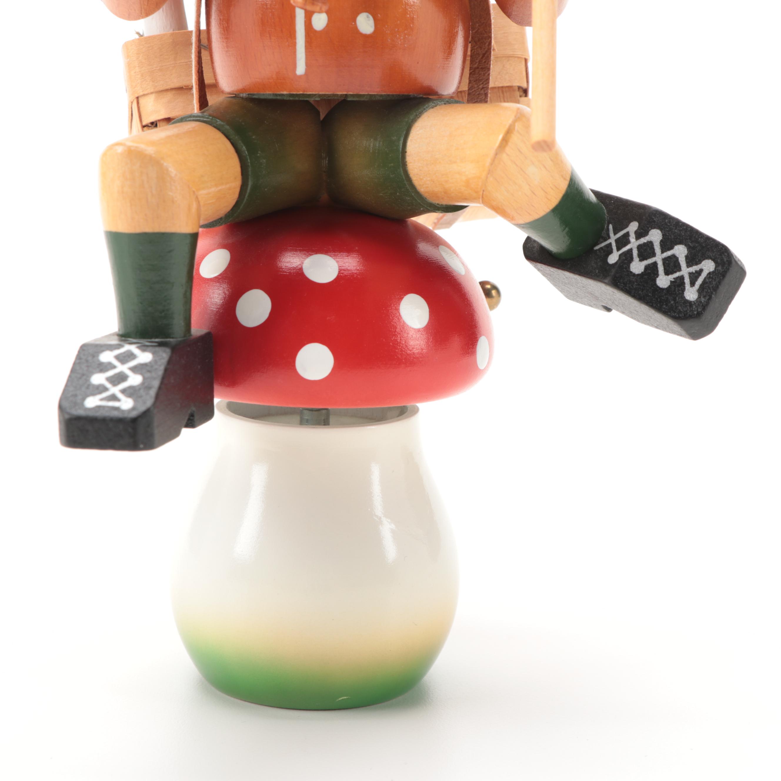 Steinbach Style Mushroom Rider Smoker Musical Toadstool