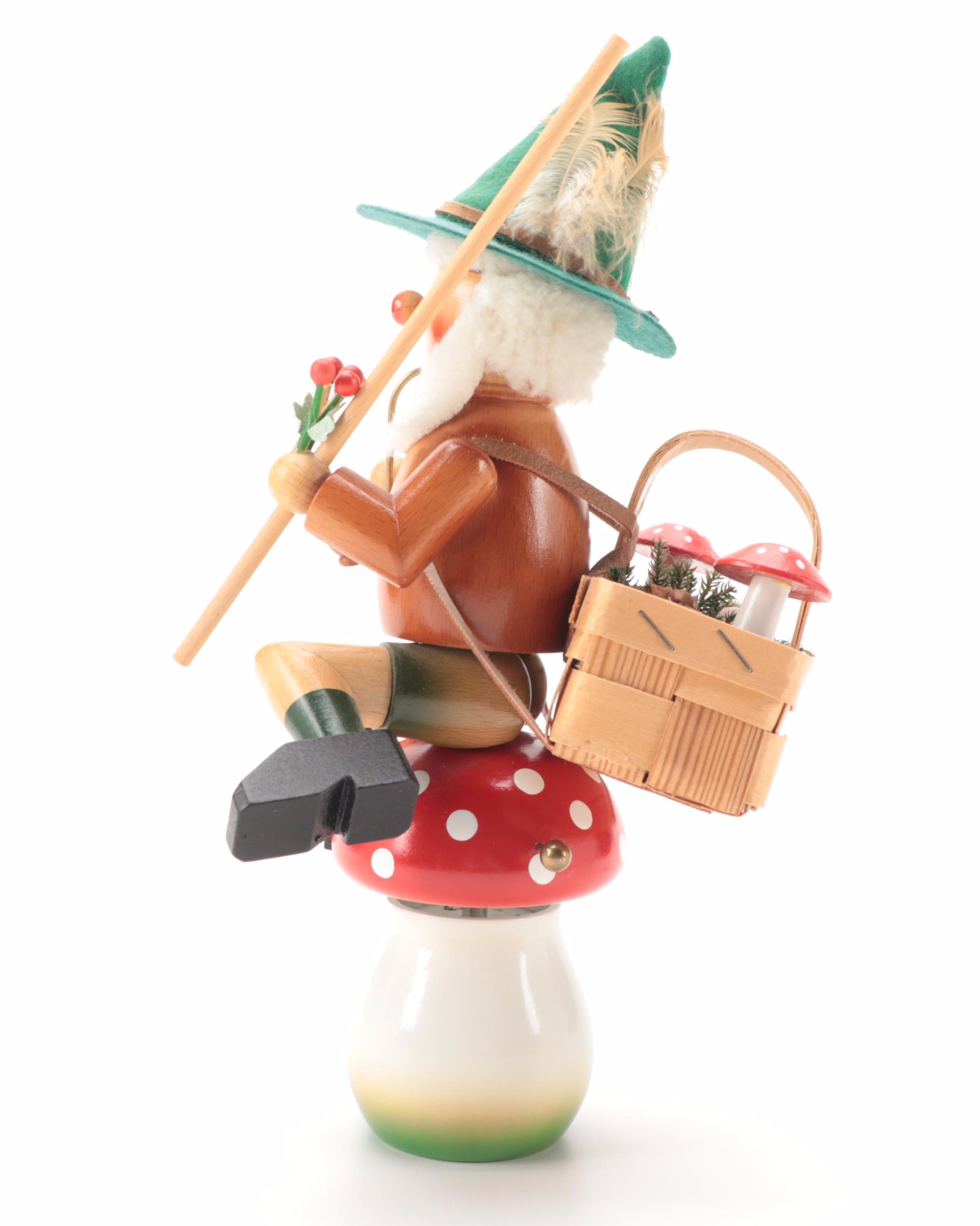 Steinbach Style Mushroom Rider Smoker Musical Toadstool