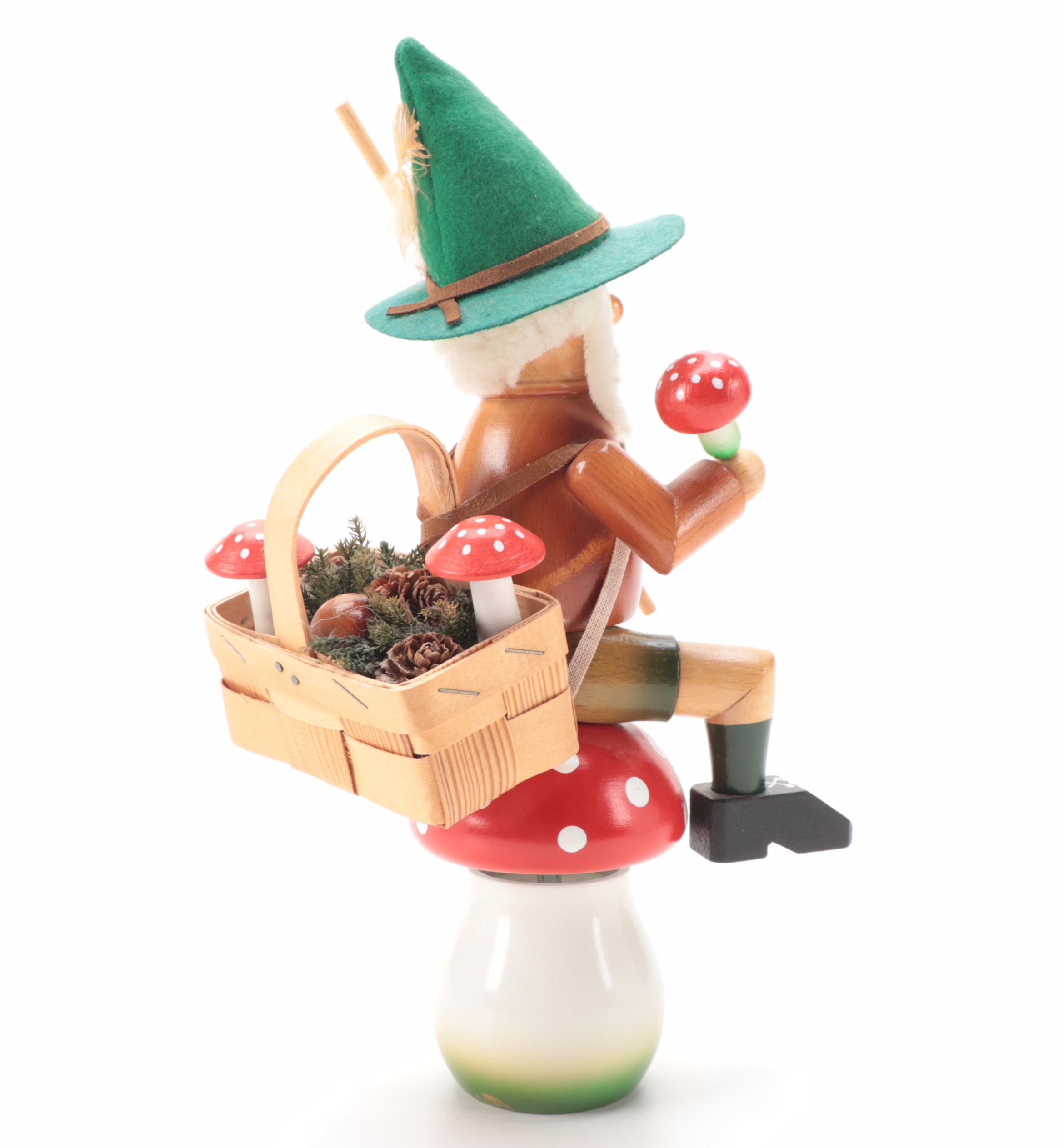 Steinbach Style Mushroom Rider Smoker Musical Toadstool