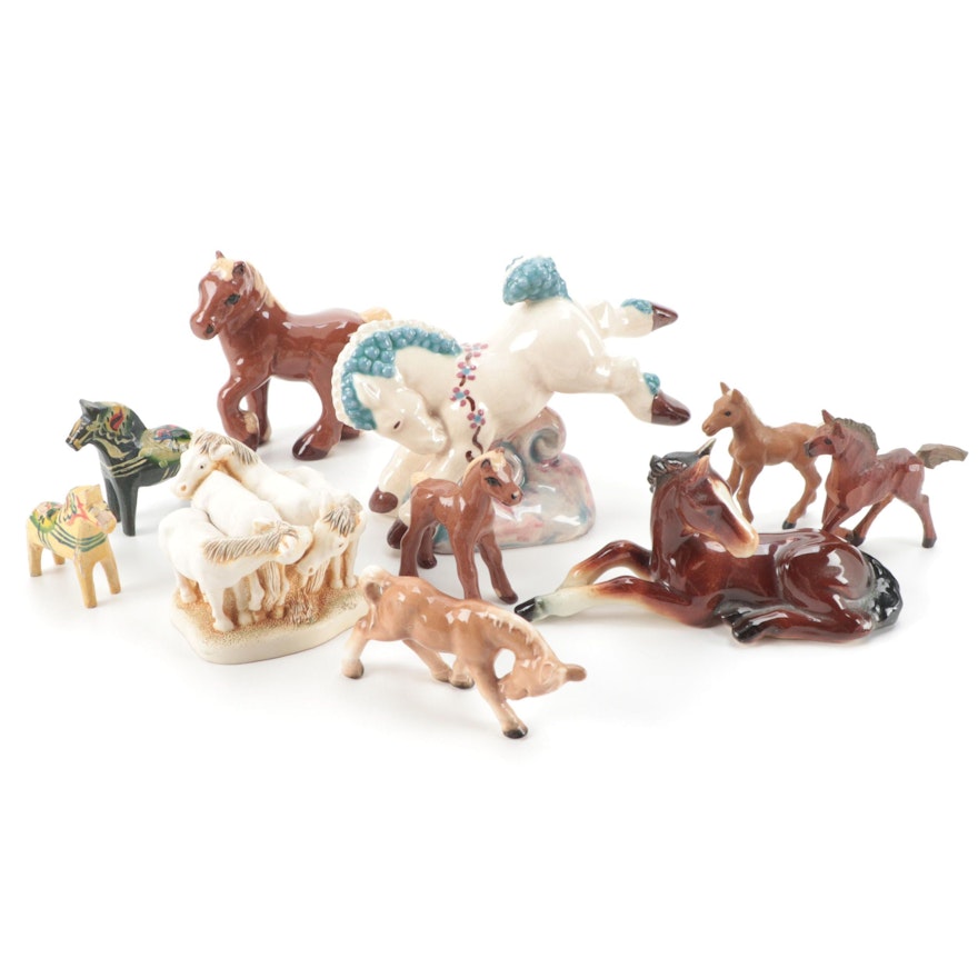 Harmony Kingdom with Other Ceramic and Carved Wooden Horse Figurines