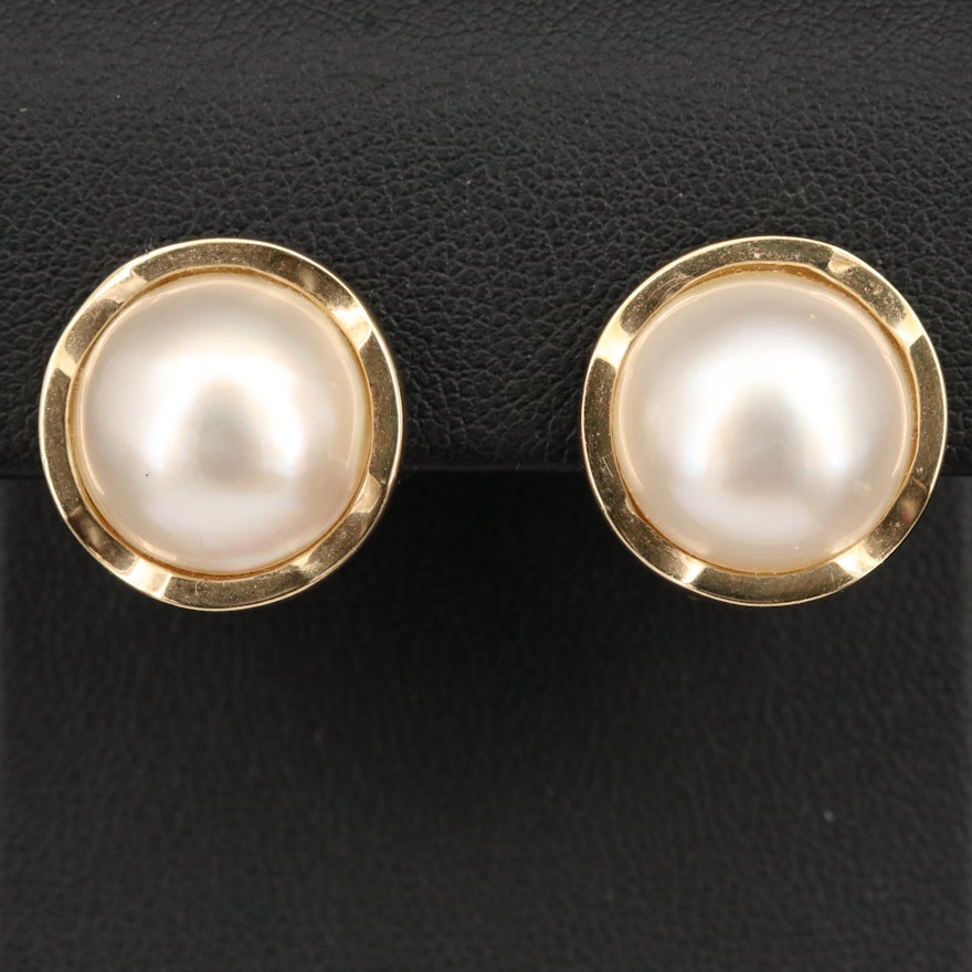 14K Round Mabé Pearl Earrings
