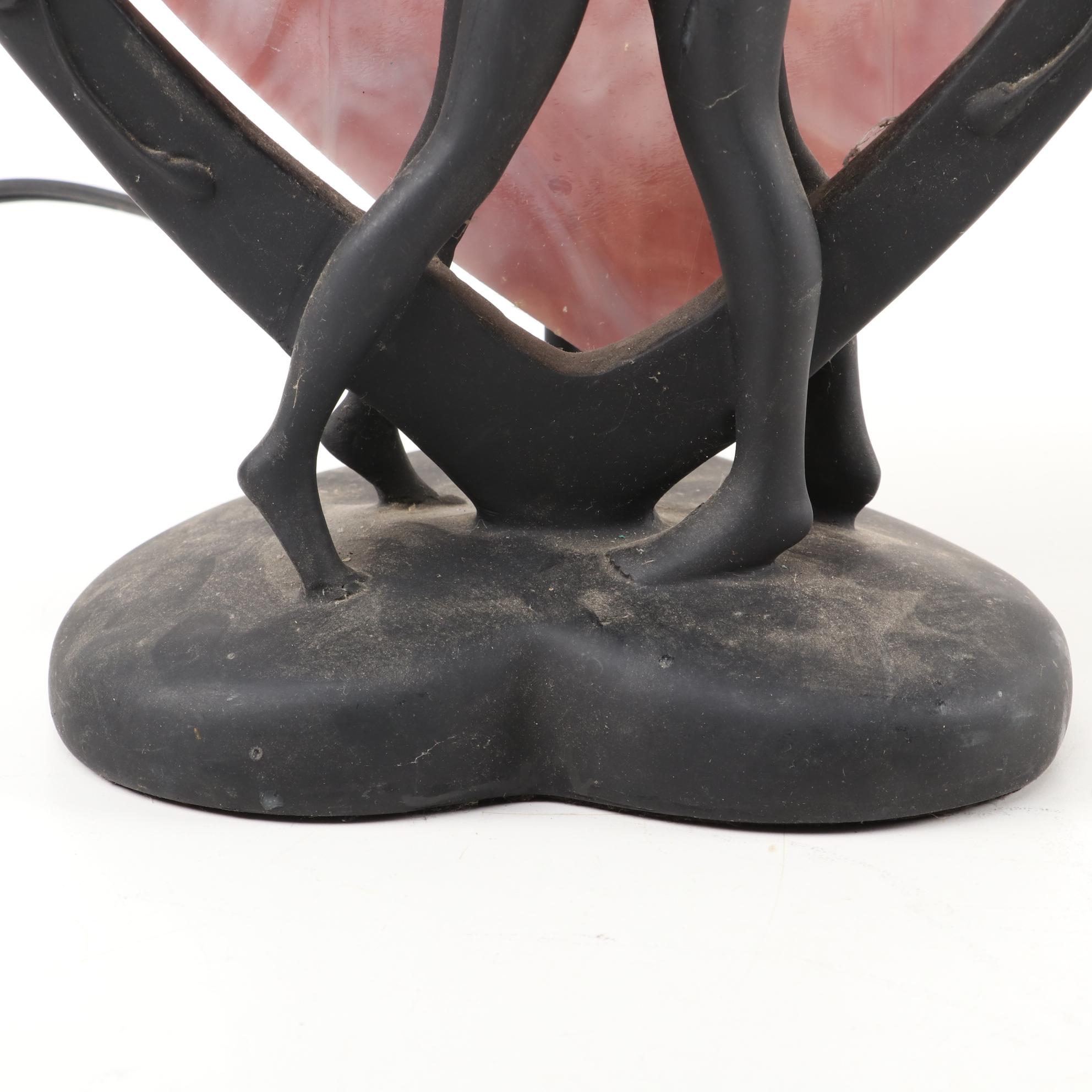 Ode Lighting "Embraced Lovers" Resin and Slag Glass Table Lamp