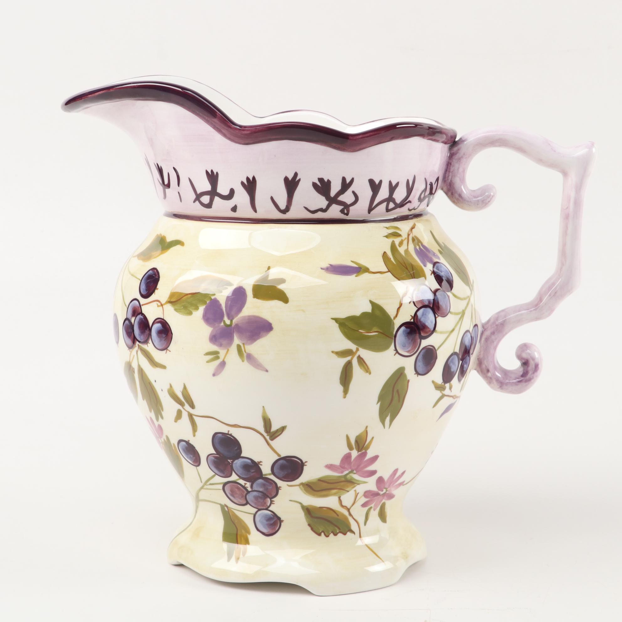 Tracy Porter Hand-Painted Ceramic Plate and Pitcher with Other Glass Vases