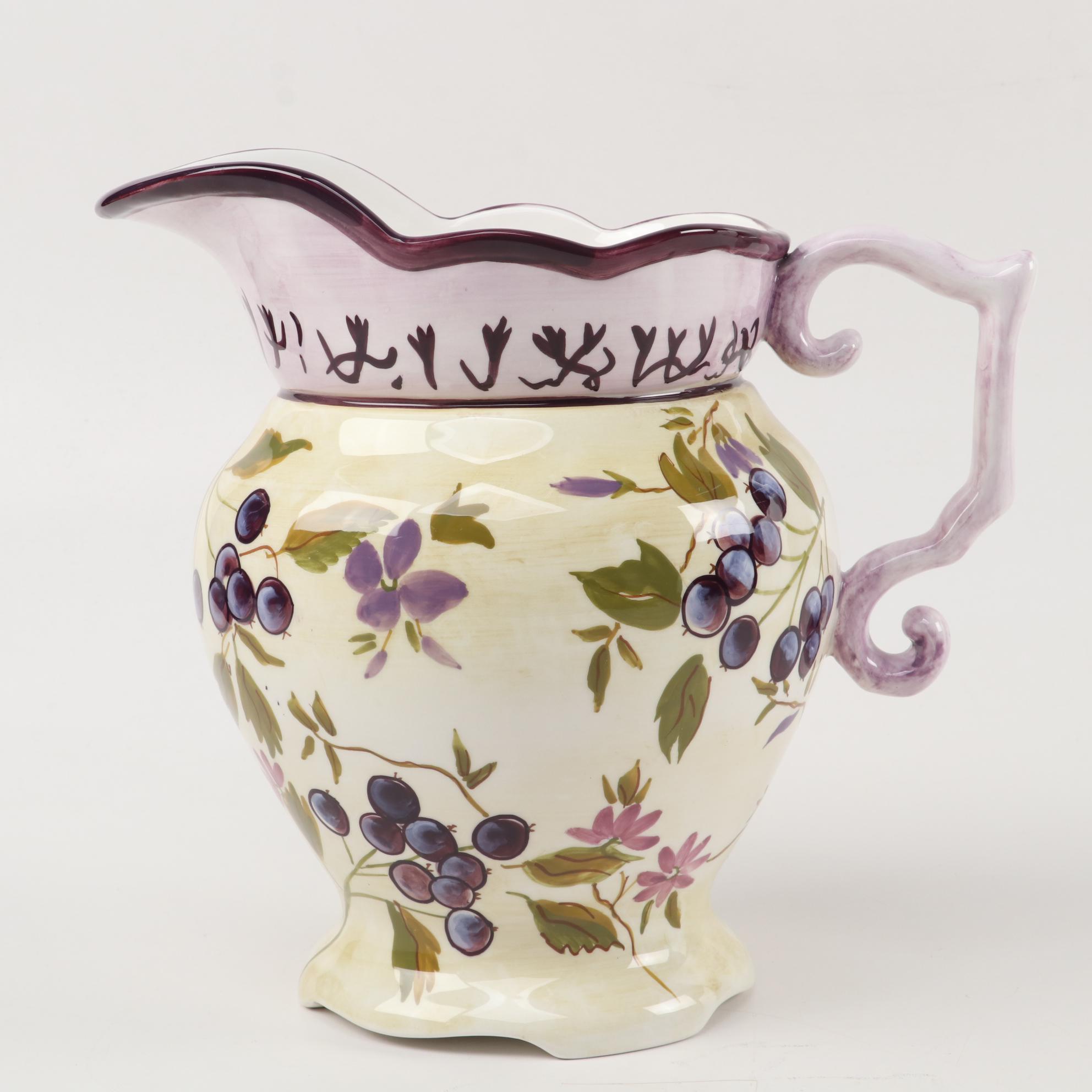 Tracy Porter Hand-Painted Ceramic Plate and Pitcher with Other Glass Vases