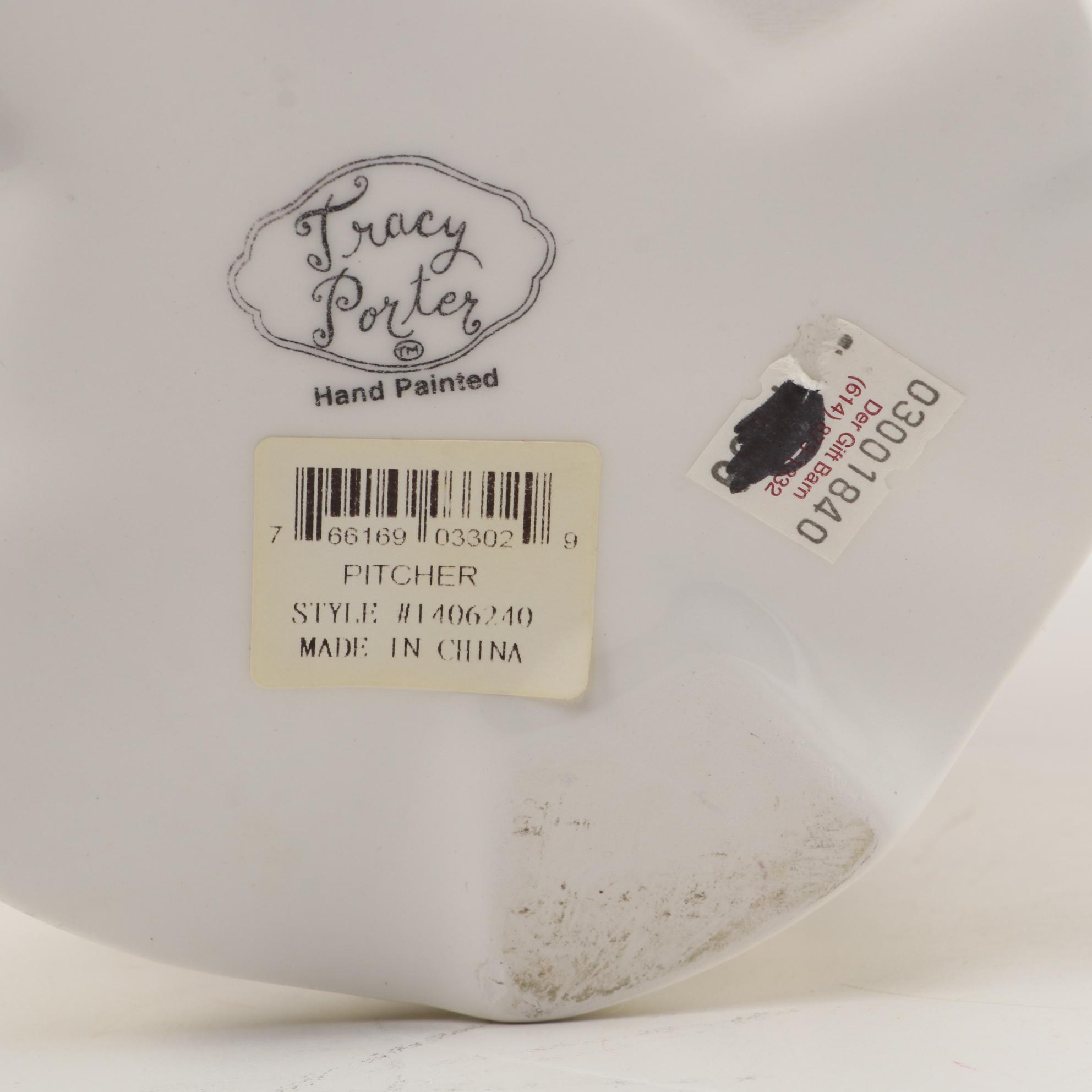 Tracy Porter Hand-Painted Ceramic Plate and Pitcher with Other Glass Vases