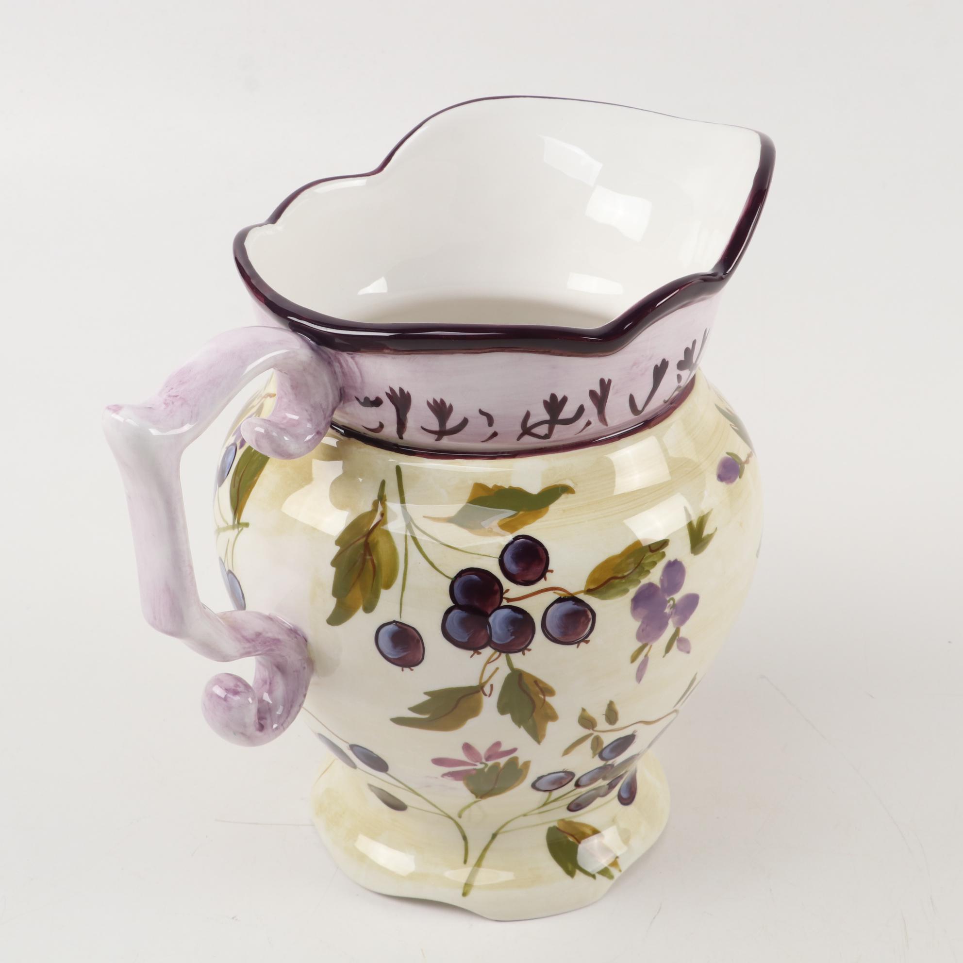 Tracy Porter Hand-Painted Ceramic Plate and Pitcher with Other Glass Vases