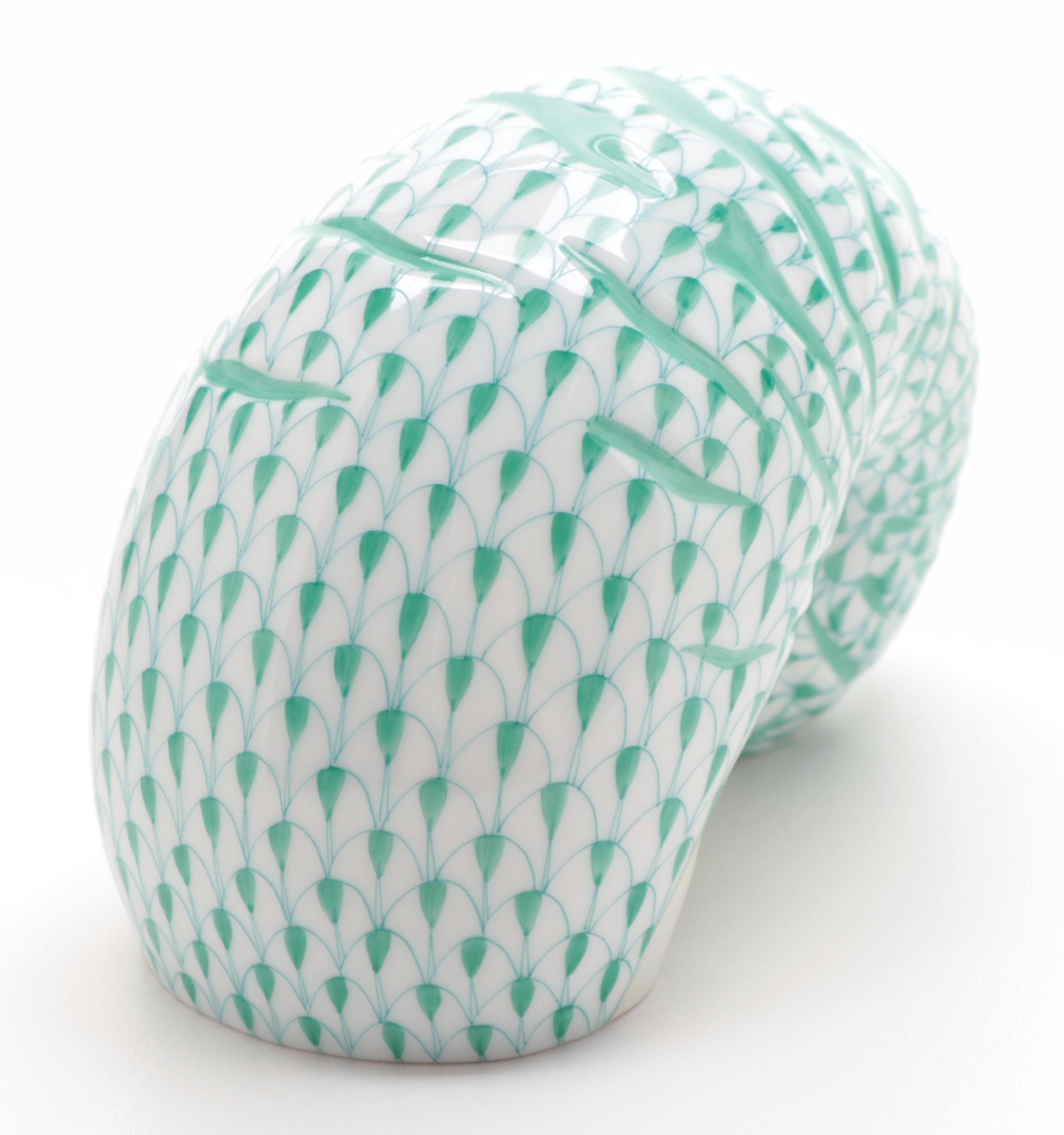 Herend Green Fishnet with Gold "Nautilus Shell" Porcelain Figurine