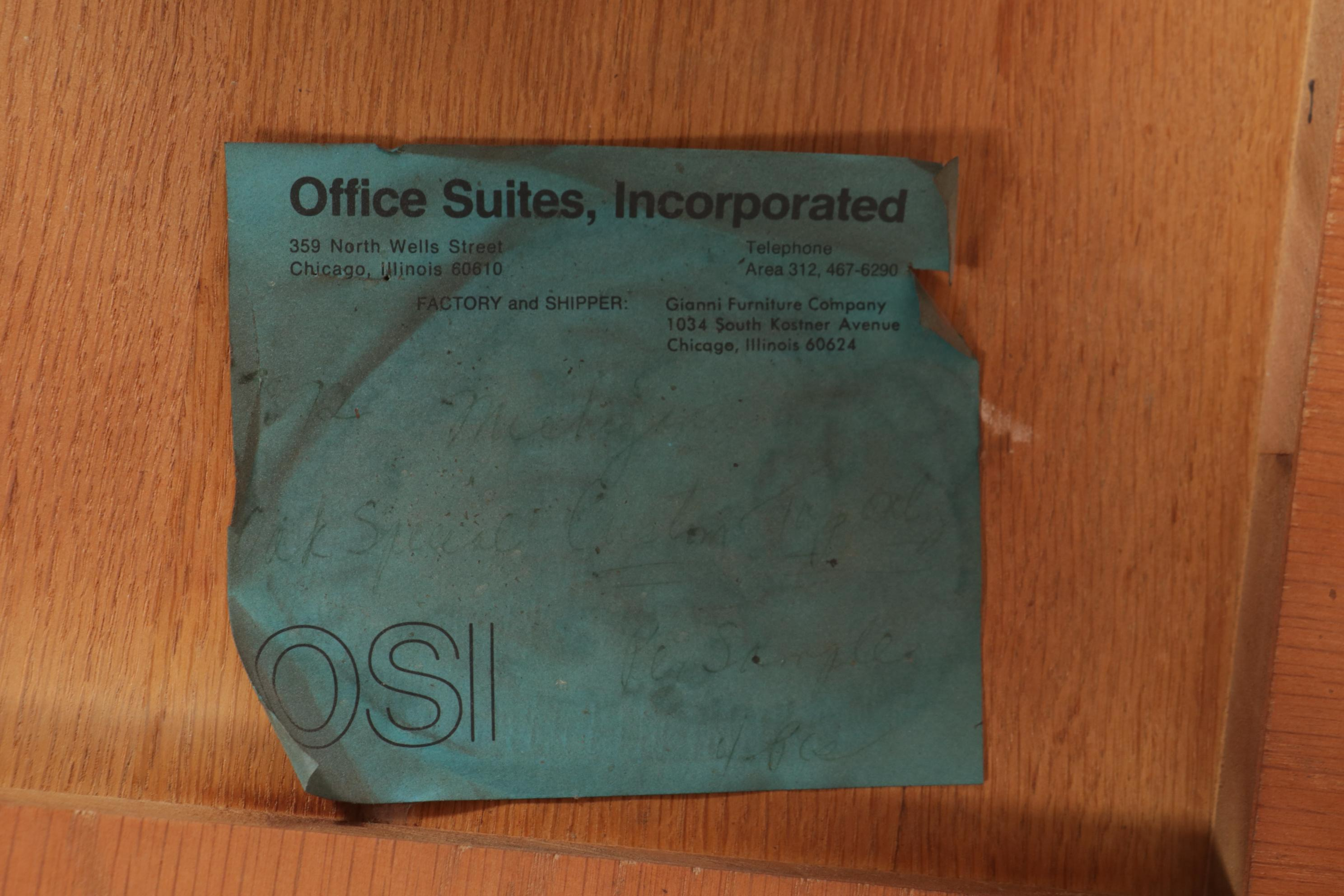 Gianni Furniture for Office Suites Mid Century Modern Wood and Metal Table