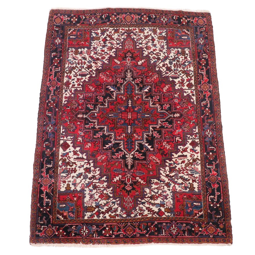 7'6 x 10'8 Hand-Knotted Persian Heriz Wool Area Rug