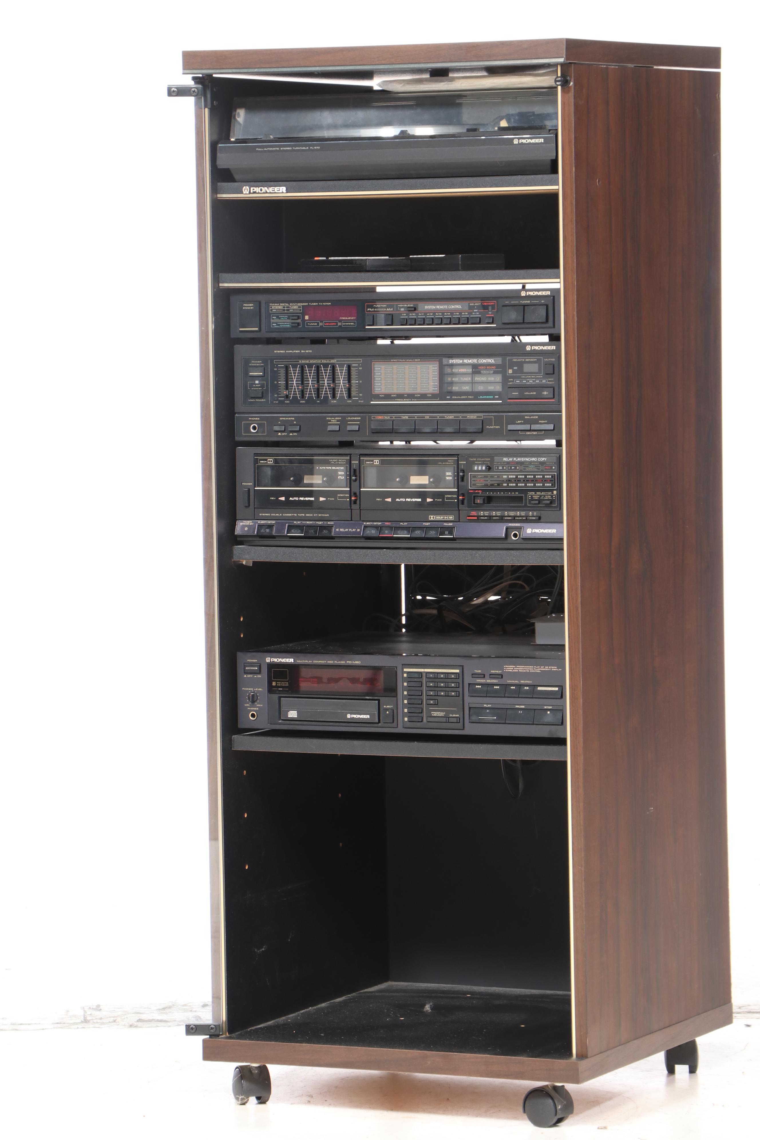 Pioneer Stereo Sound System with Disk Player, Turntable, and Floor Speakers