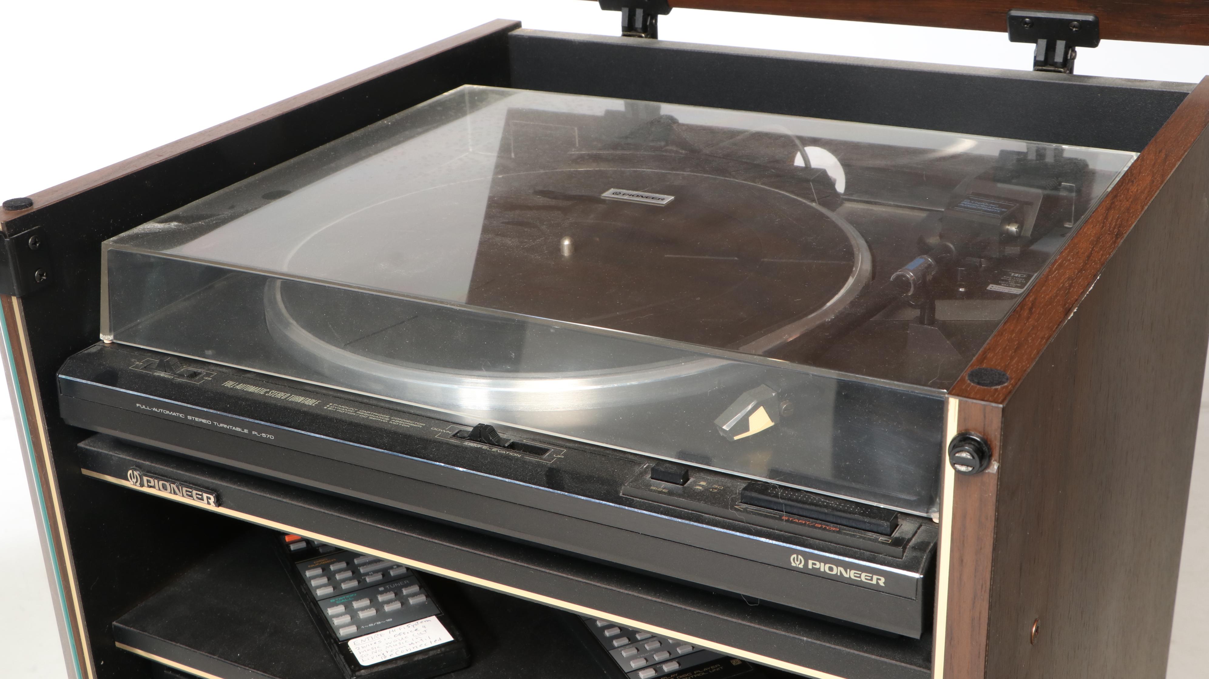 Pioneer Stereo Sound System with Disk Player, Turntable, and Floor Speakers