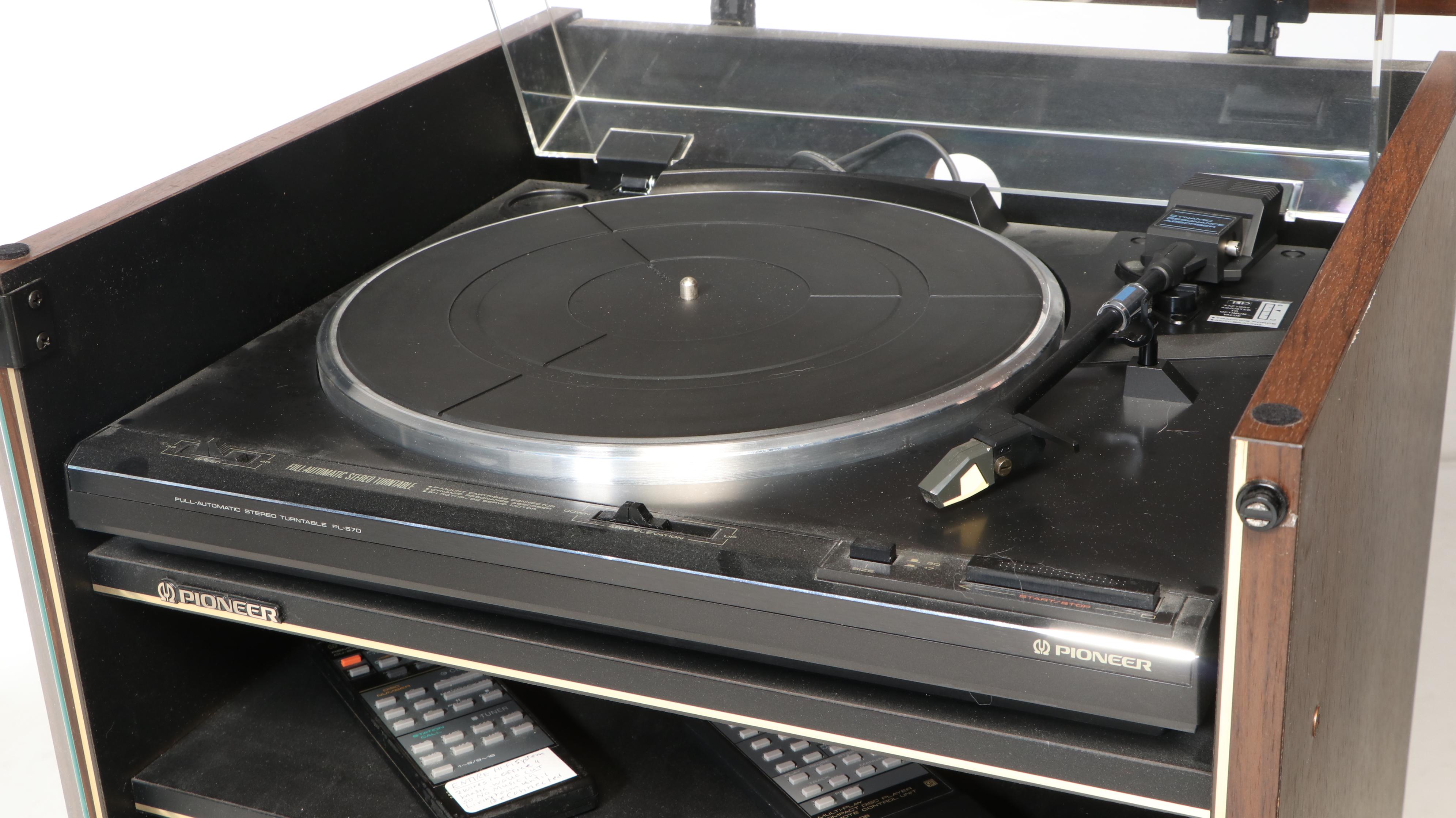 Pioneer Stereo Sound System with Disk Player, Turntable, and Floor Speakers