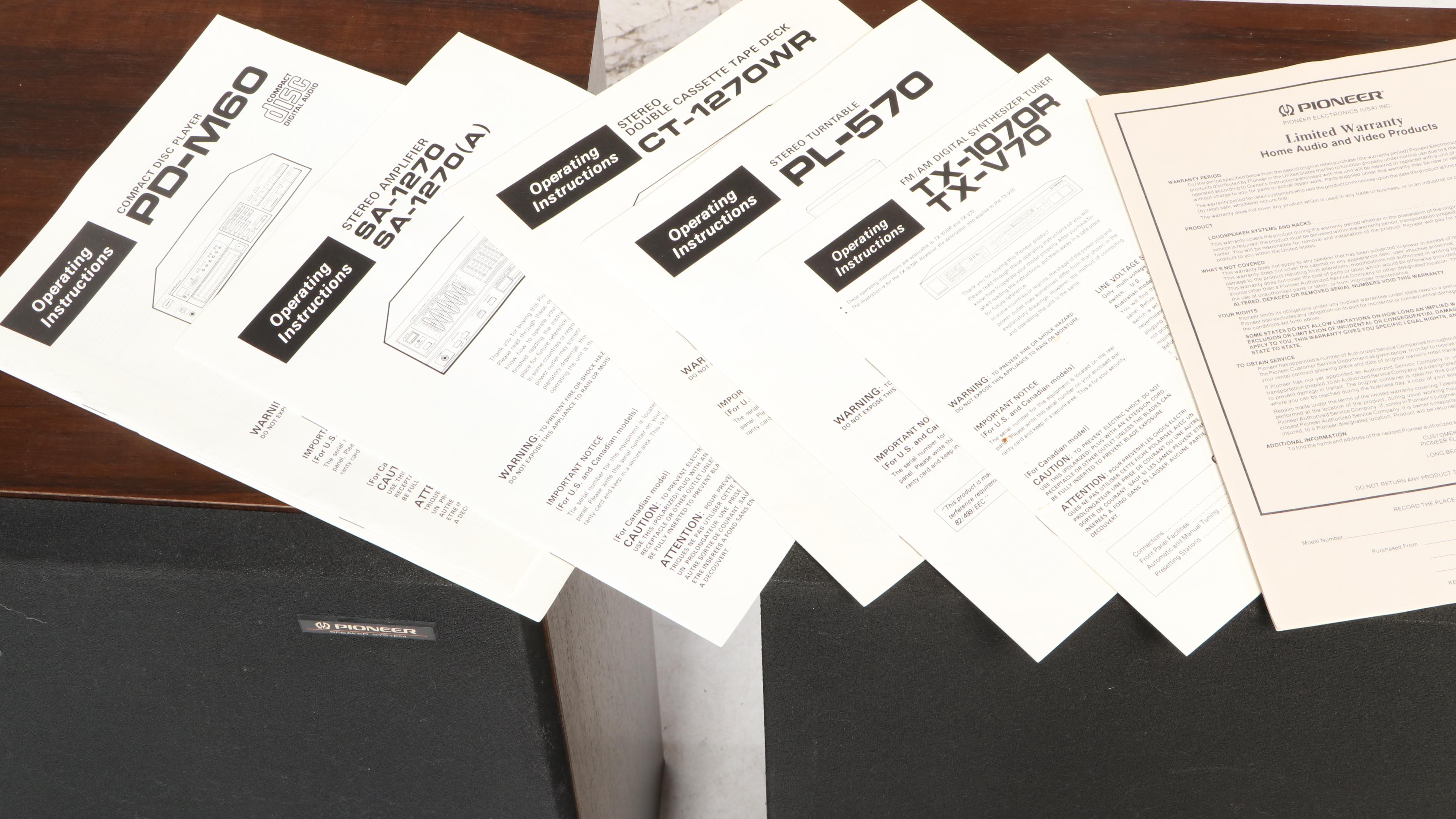 Pioneer Stereo Sound System with Disk Player, Turntable, and Floor Speakers