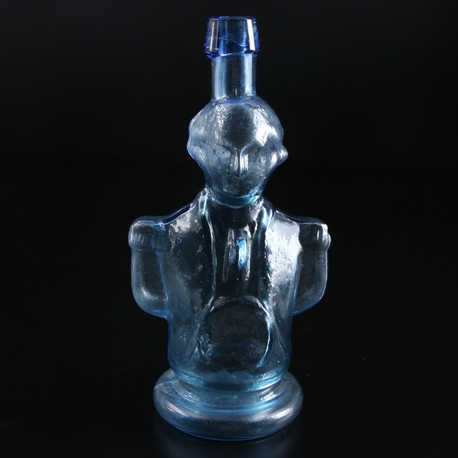 Simmons Centennial Bitters George Washington Blue Glass Liquor Bottle