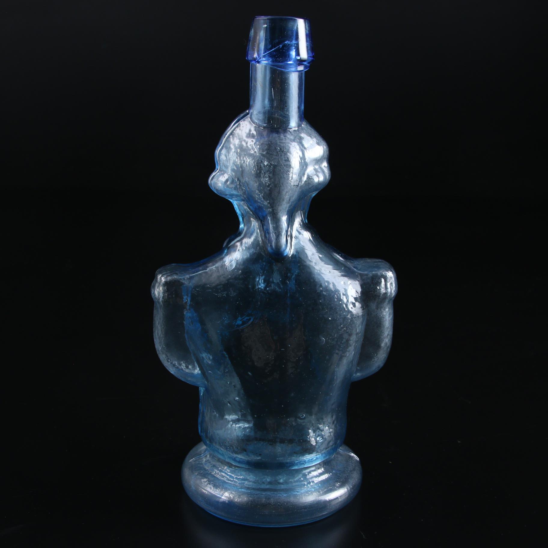 Simmons Centennial Bitters George Washington Blue Glass Liquor Bottle