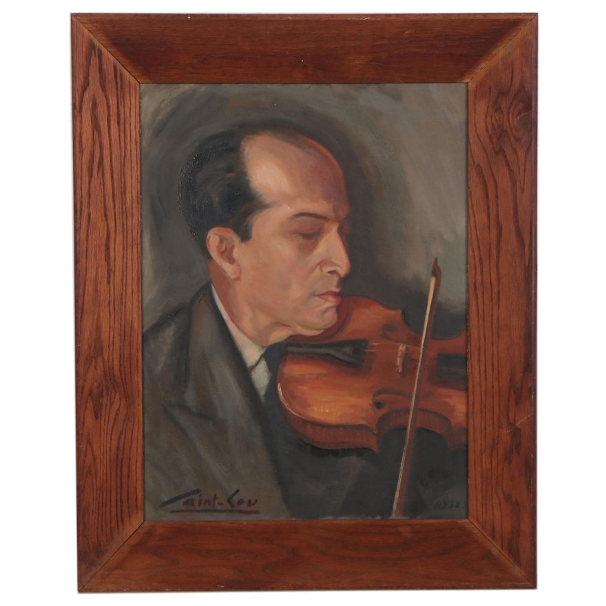 Portrait Oil Painting of Violinist, 1952