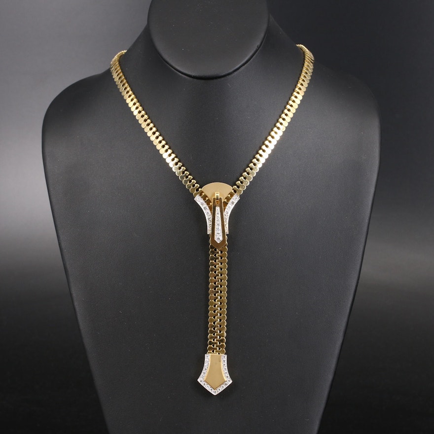 18K 1.99 CTW Diamond Adjustable Zipper Necklace